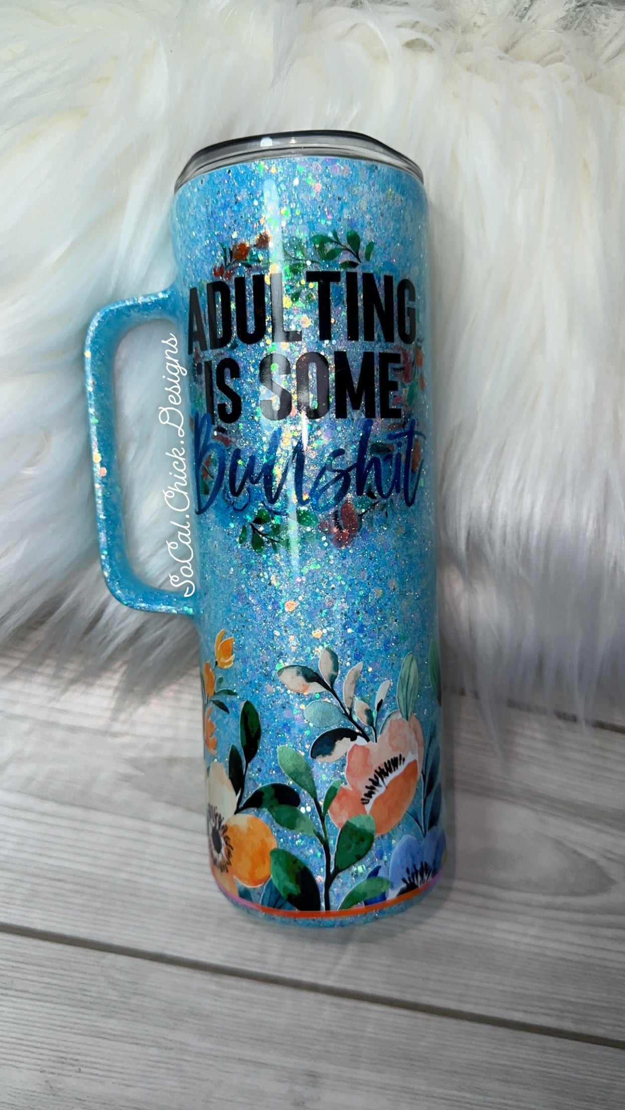 RTS {Adulting is BS} 20oz Skinny Handle