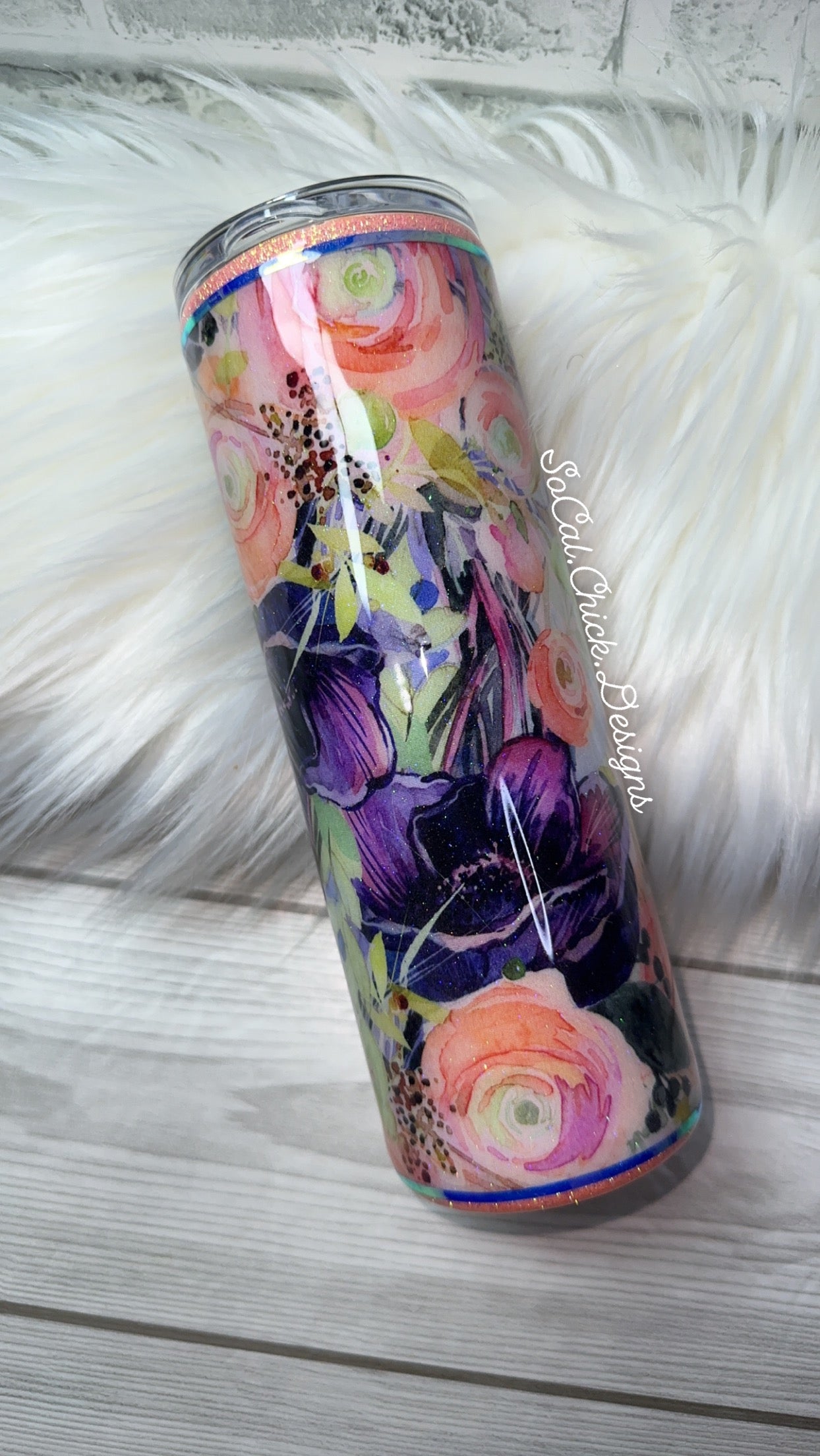 RTS {Peach & Plum Fabric} 20oz Skinny
