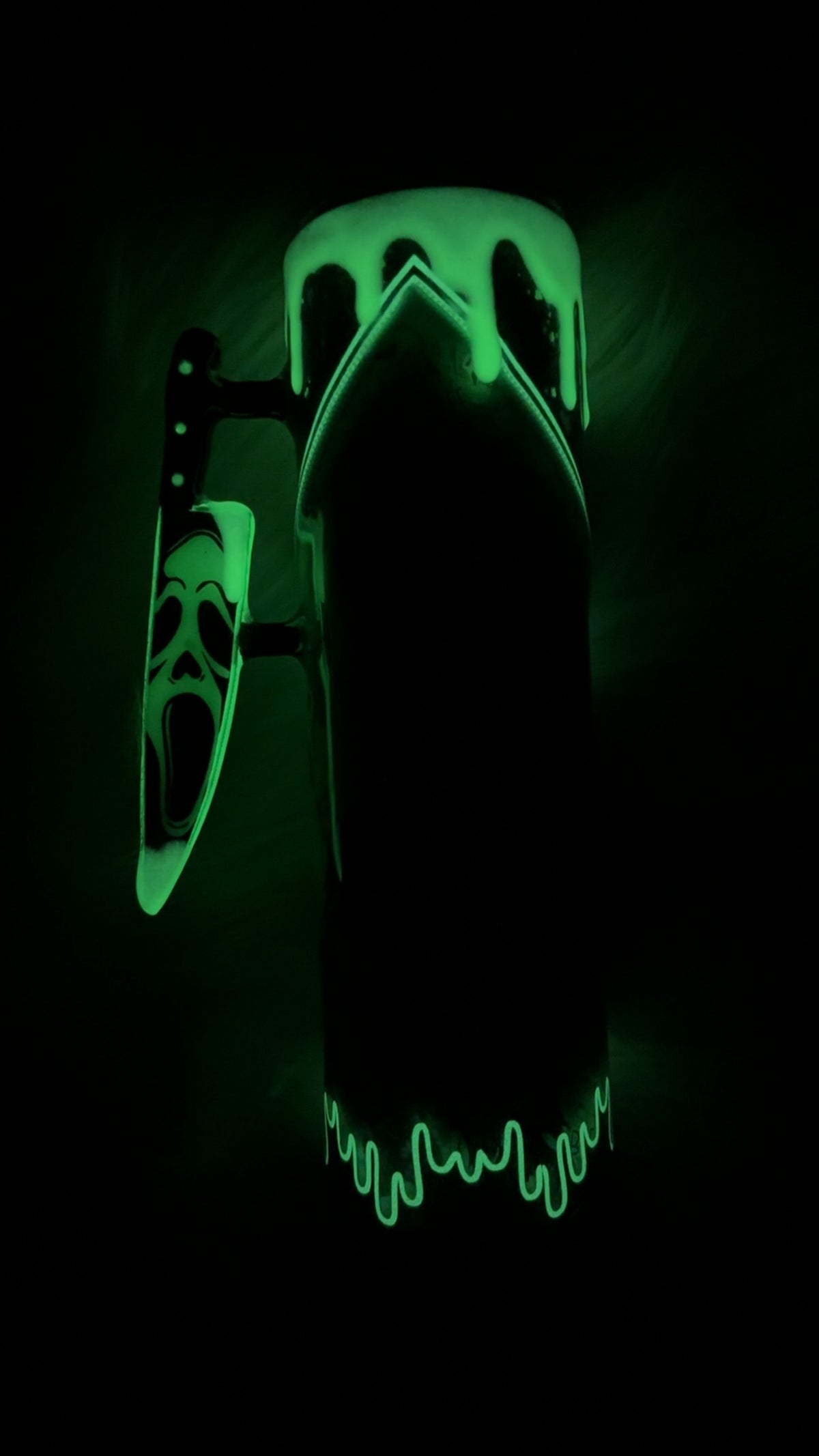 RTS {Stabby Before Coffee, Zipper & Charm, Knife Handle, GLOW Drip & SnowGlobe Bottom} 32oz Skinny