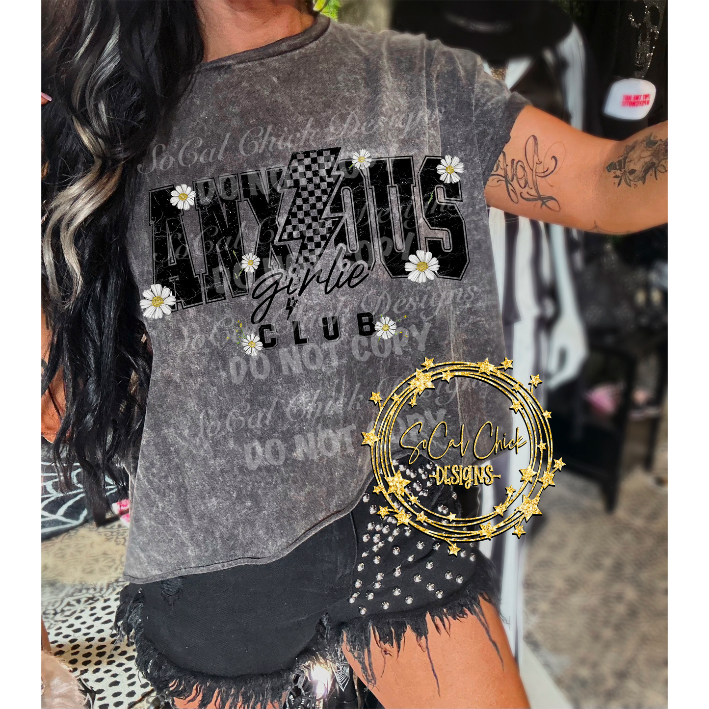 MTO {Anxious Girlie Club - Gray Mineral Wash} Adult Shirt