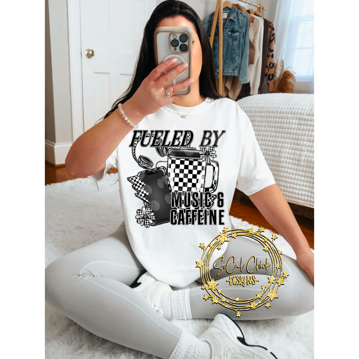 MTO {Fueled By Music & Caffeine} Black or White Adult Shirt/Crewneck/Hoodie