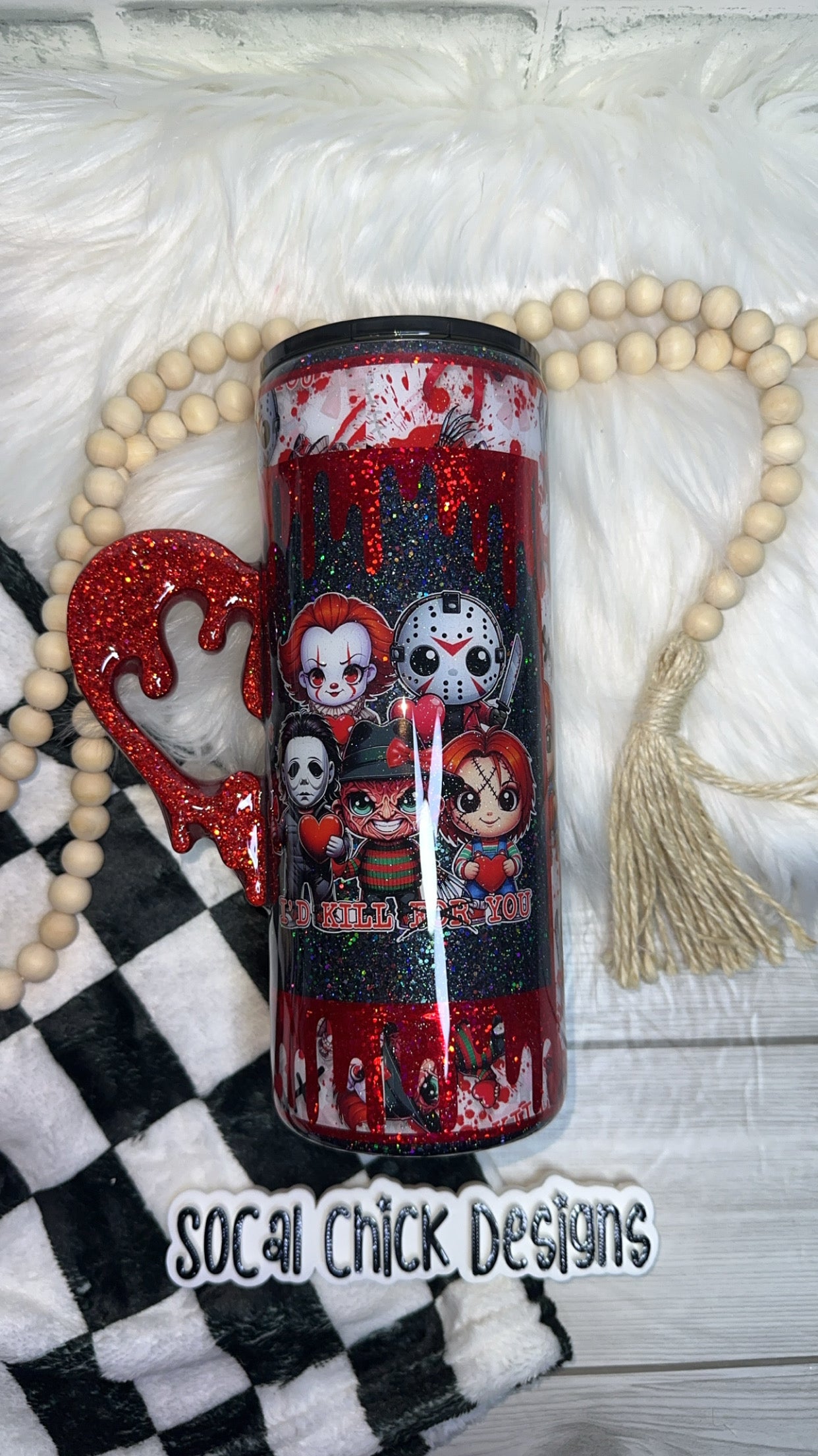 RTS {I’d Kíll For You w Drippy Heart Handle} 30oz Fatty