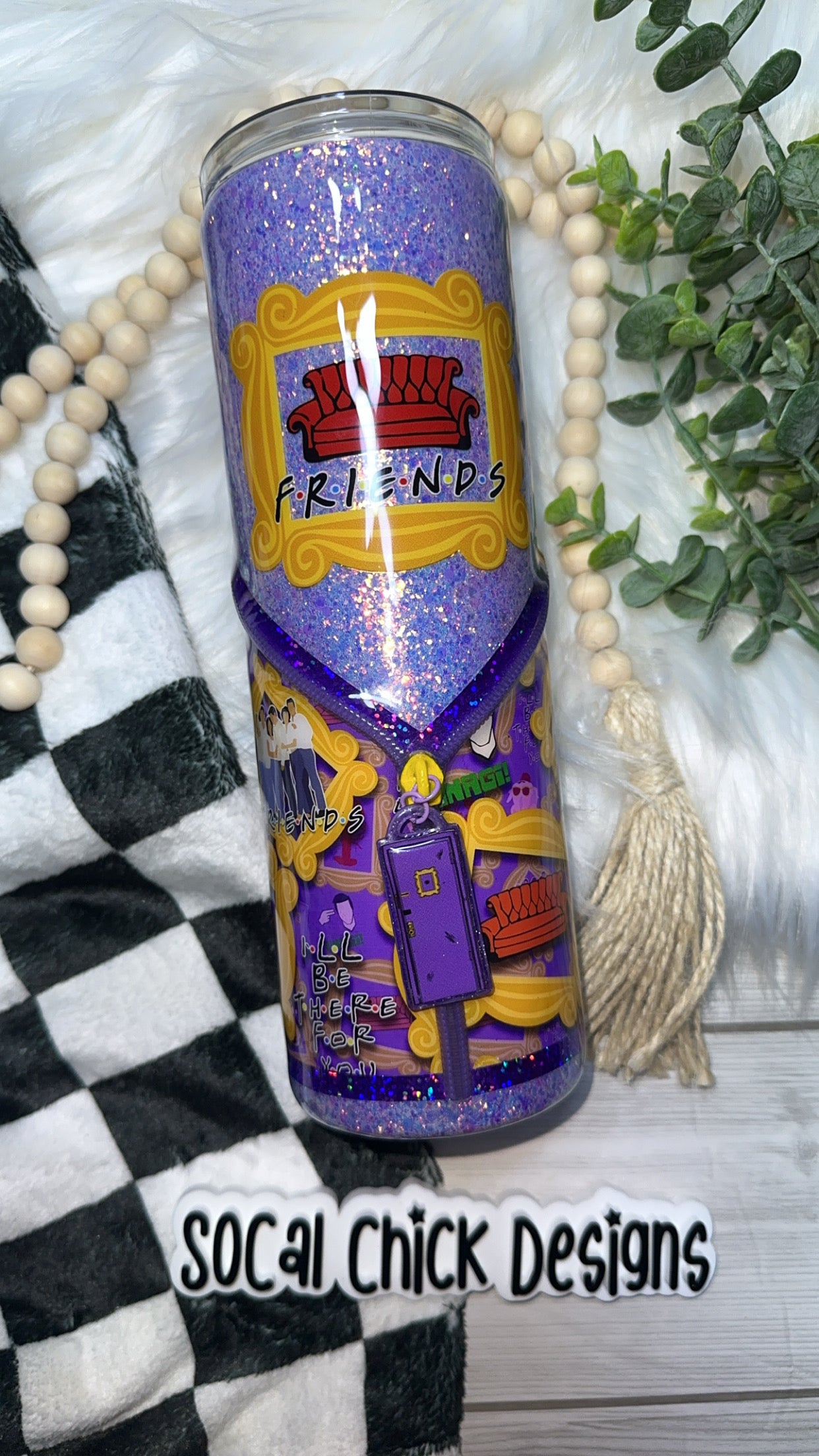 RTS {FRIEND w Zipper, Charm & Frame Shaker Element} 30oz Skinny