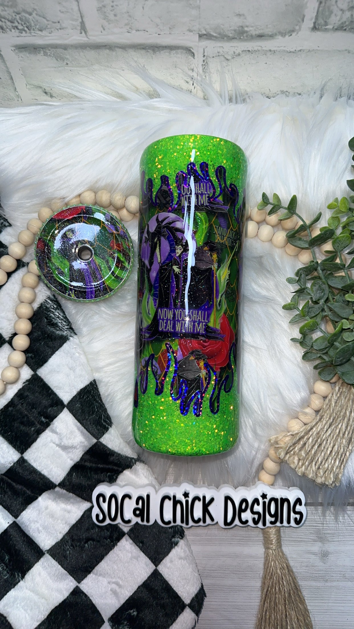 RTS {Stand Back You Fools Glow w Rhinestone Lid} 20oz Skinny Slurp