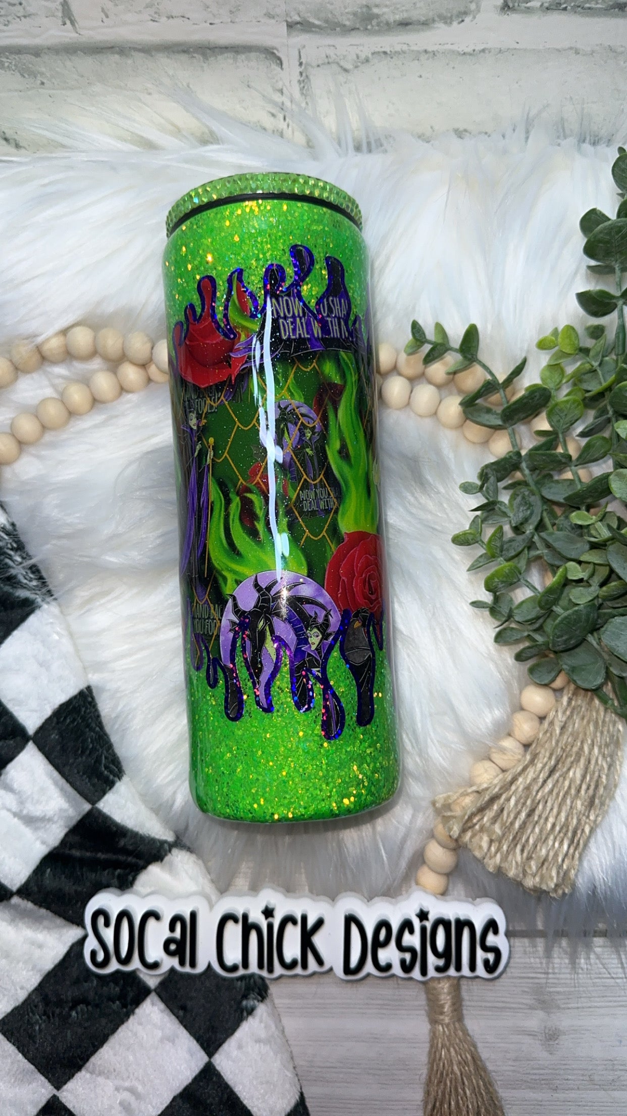 RTS {Stand Back You Fools Glow w Rhinestone Lid} 20oz Skinny Slurp