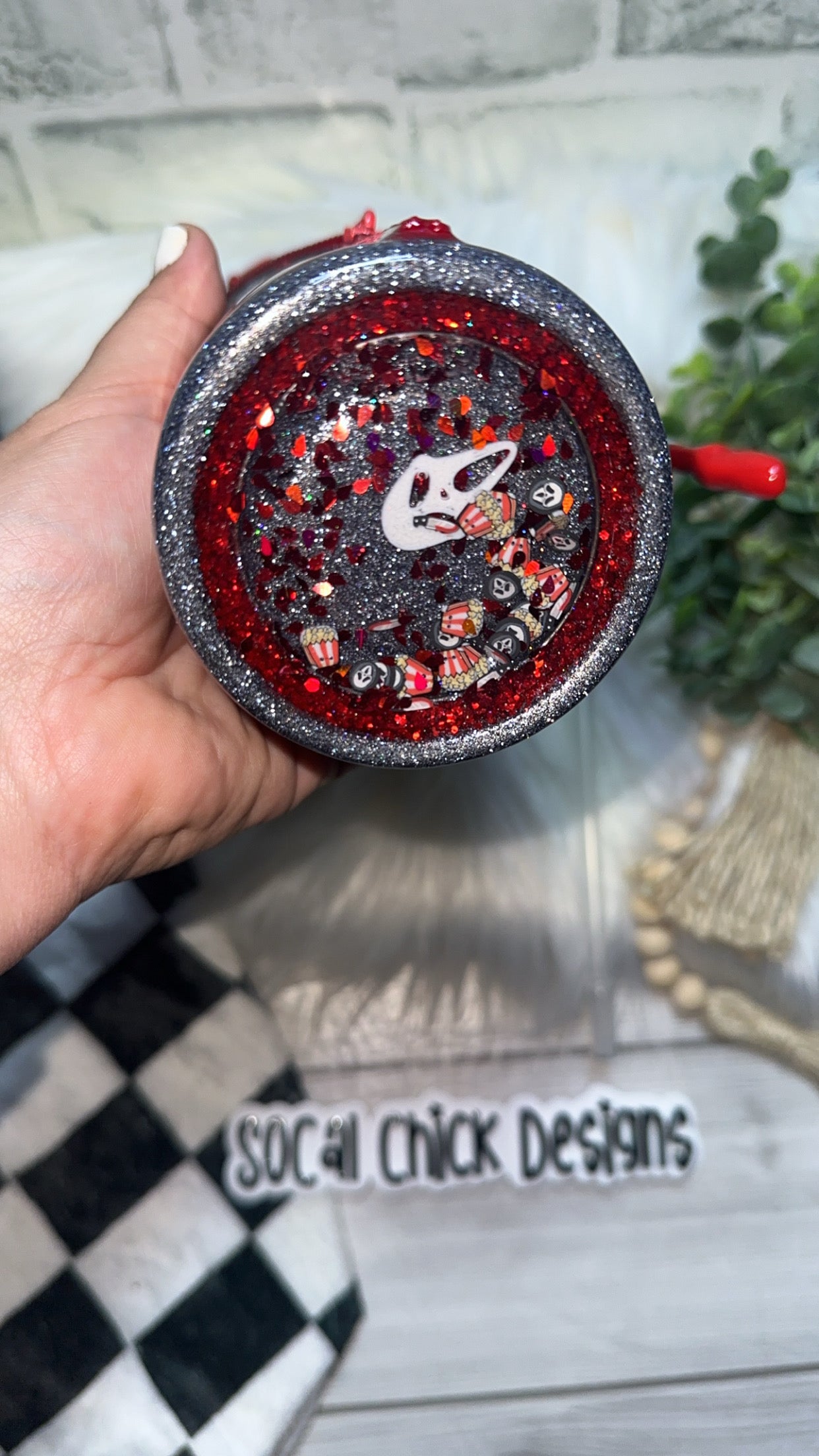 MTO {No You Hang Up (Red)-Zipper & Charm with Knife Handle & Snow Globe Bottom} Select Your Tumbler Style