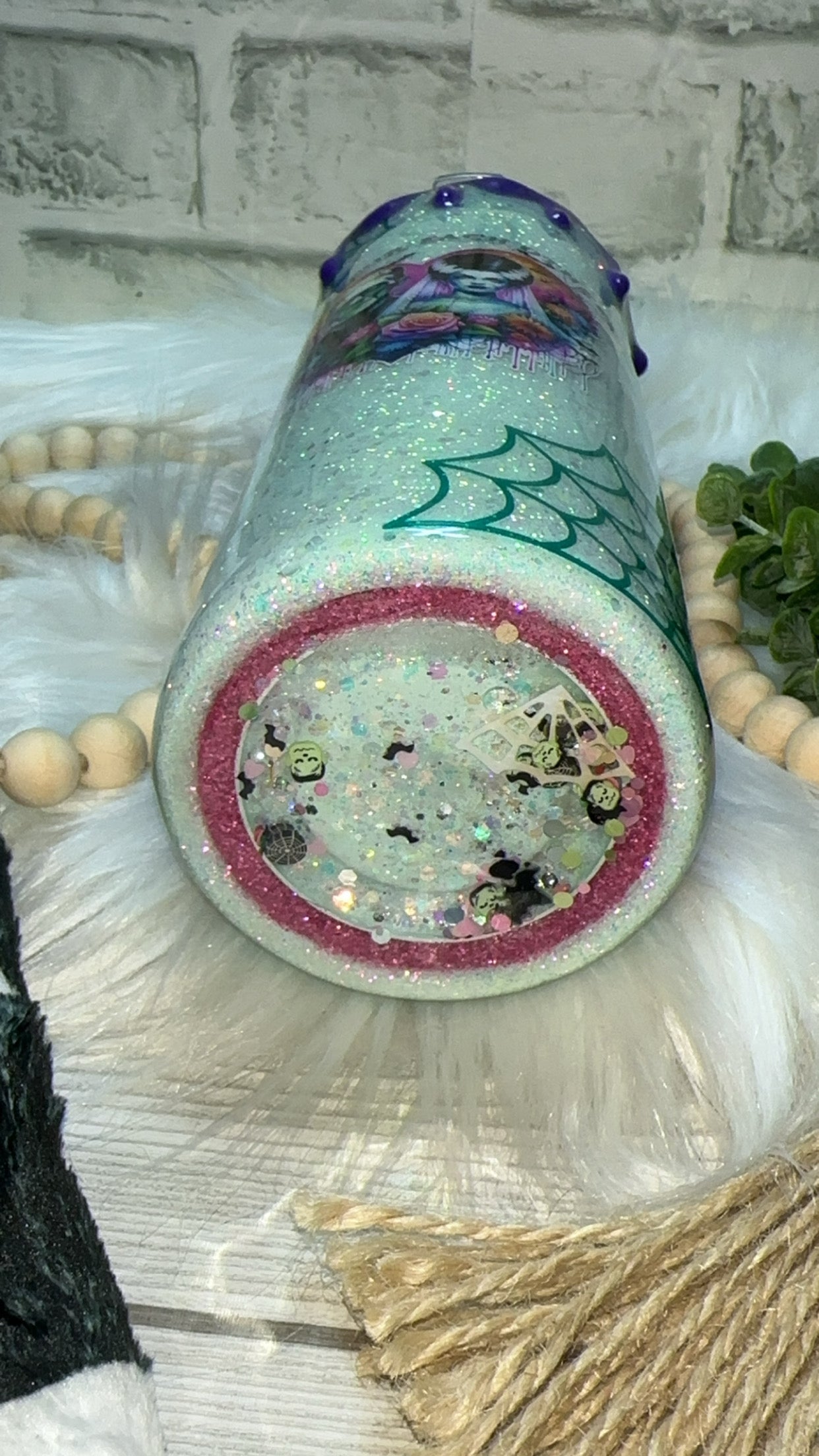 RTS {Made For Each Other with Snow Globe Bottom} 24oz Skinny