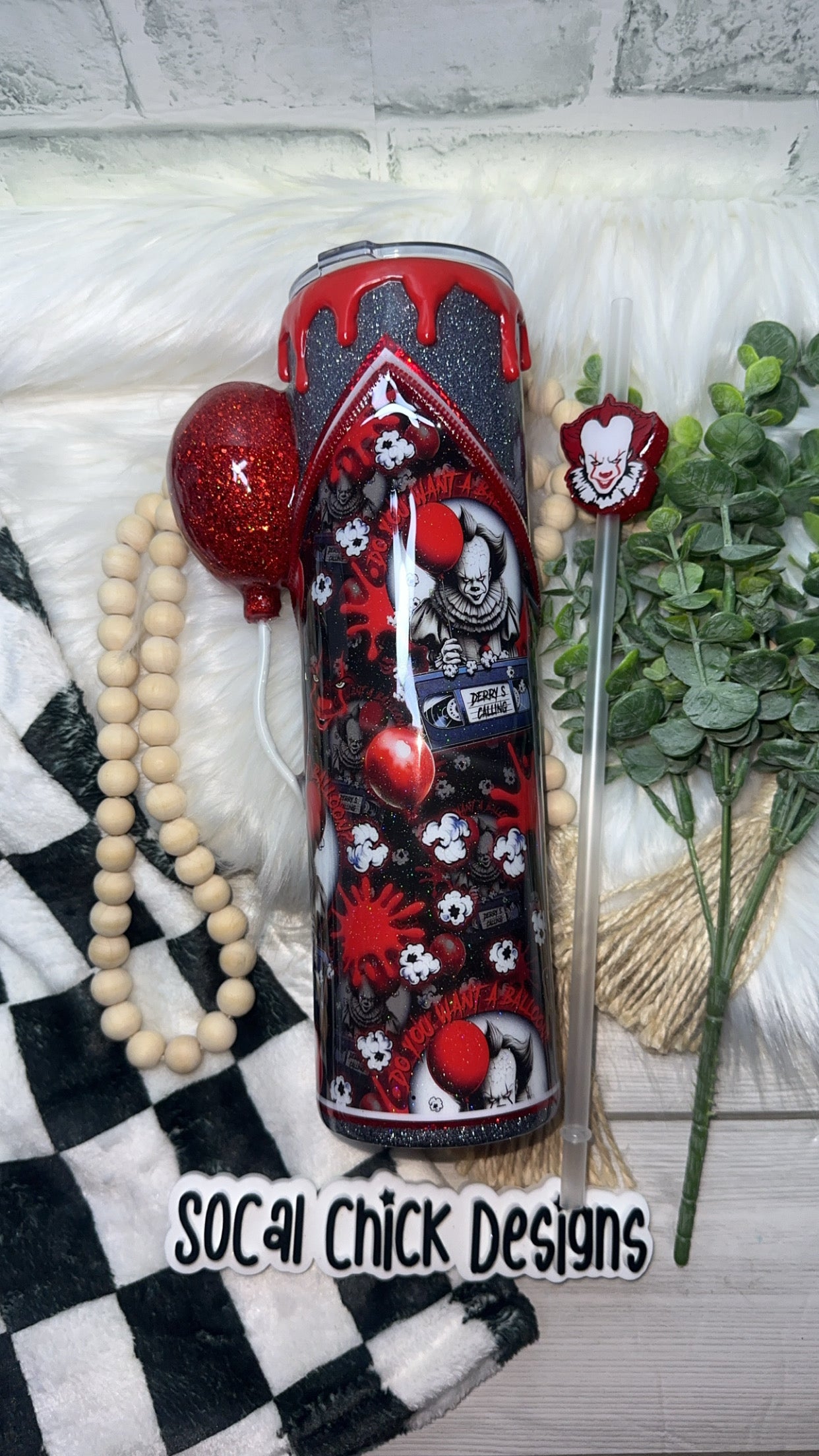 MTO {Derry's Calling Zipper Tumbler, Charm, Balloon Element & Snow Globe Bottom} Select Your Tumbler Style