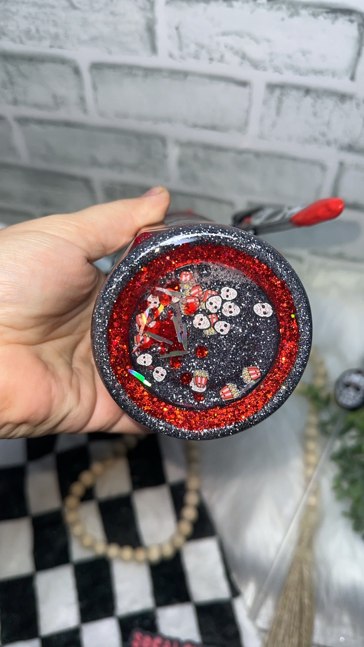 MTO {Friday The 13th Jason with Snow Globe Bottom & Knife Handle} Select Your Tumbler Style