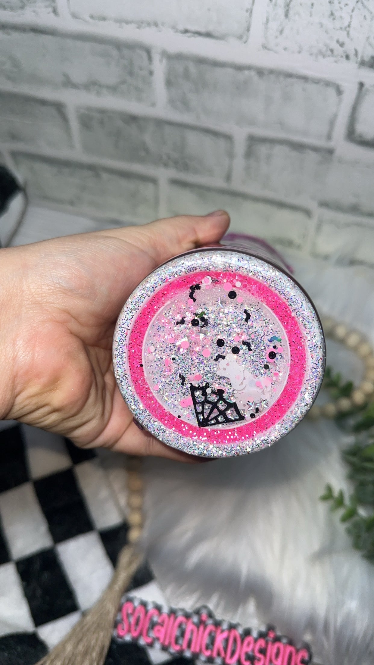RTS {Mean Ghouls with Zipper, Charm, Snow Globe Bottom and Drip} 24oz Skinny