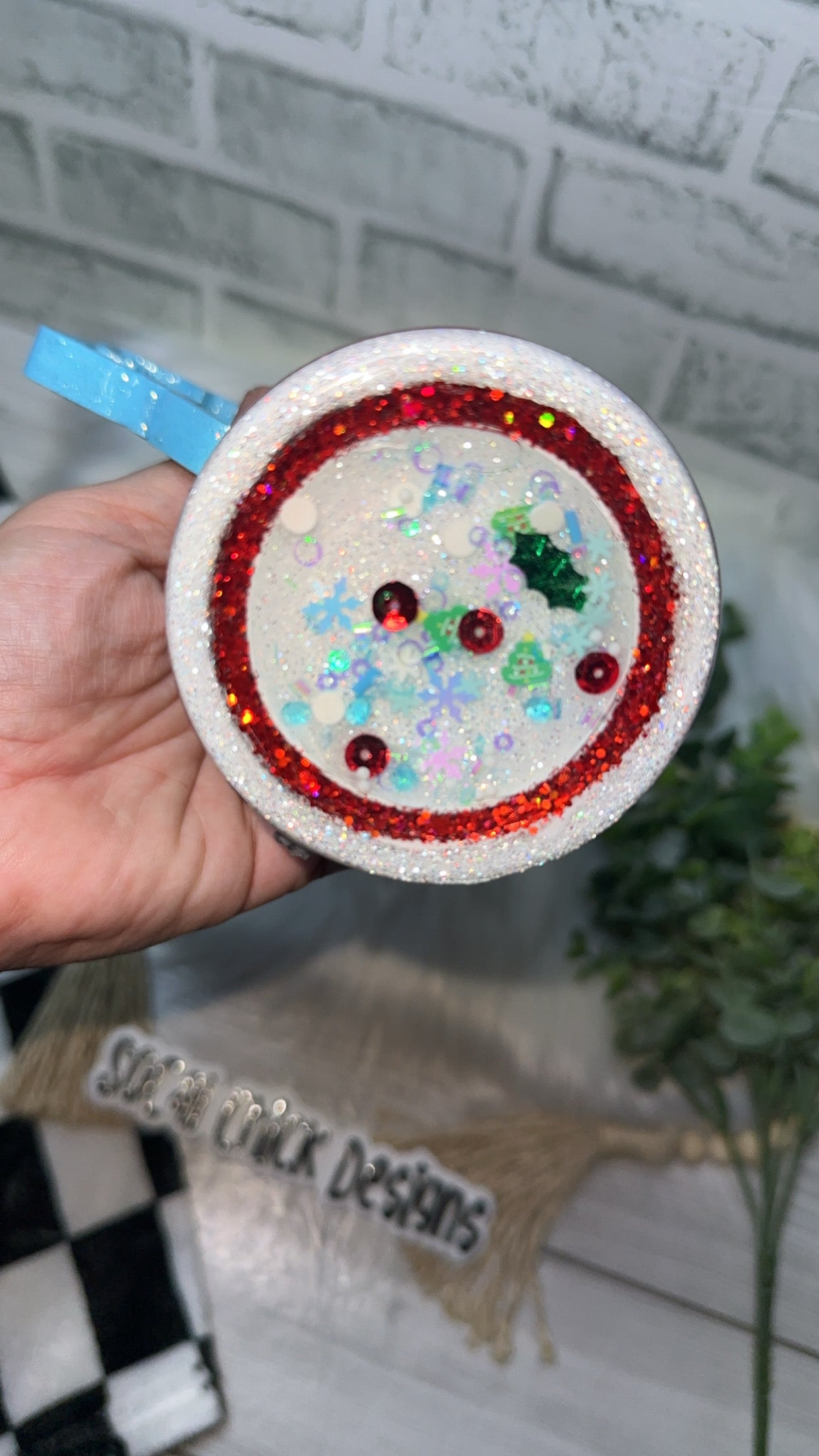 RTS {Oh Deer Zipper Tumbler with Charm, Snowflake Handle & Snow Globe Bottom} 24oz Skinny