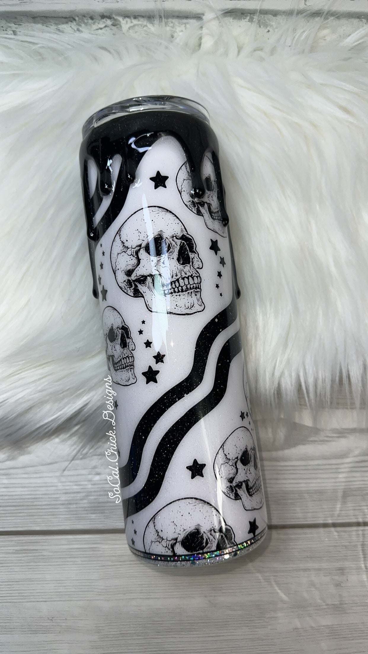RTS {Little Ray Of Pitch Black w Drip} 30oz Skinny