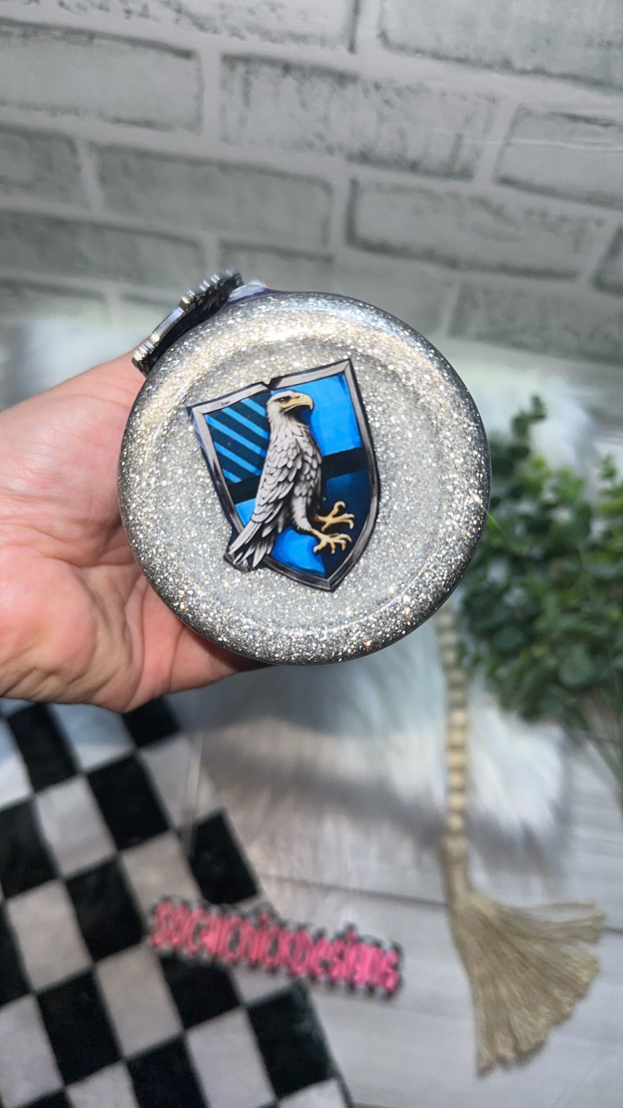 RTS {H P - Blue House Zipper Tumbler & Charm} 20oz Skinny