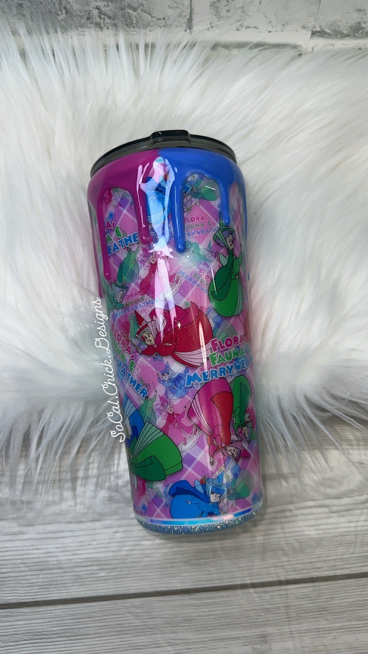 RTS {Make It Pink Make it Blue w Drip} 22oz Slim