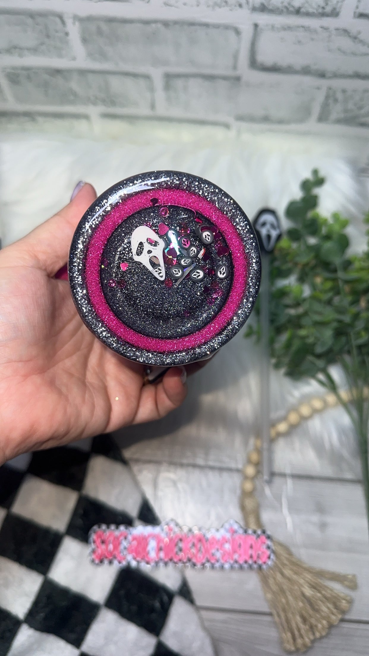 MTO {GF Stab with Snow Globe Bottom & Heart Handle} Pink or Red, Select Your Tumbler Style (Copy)