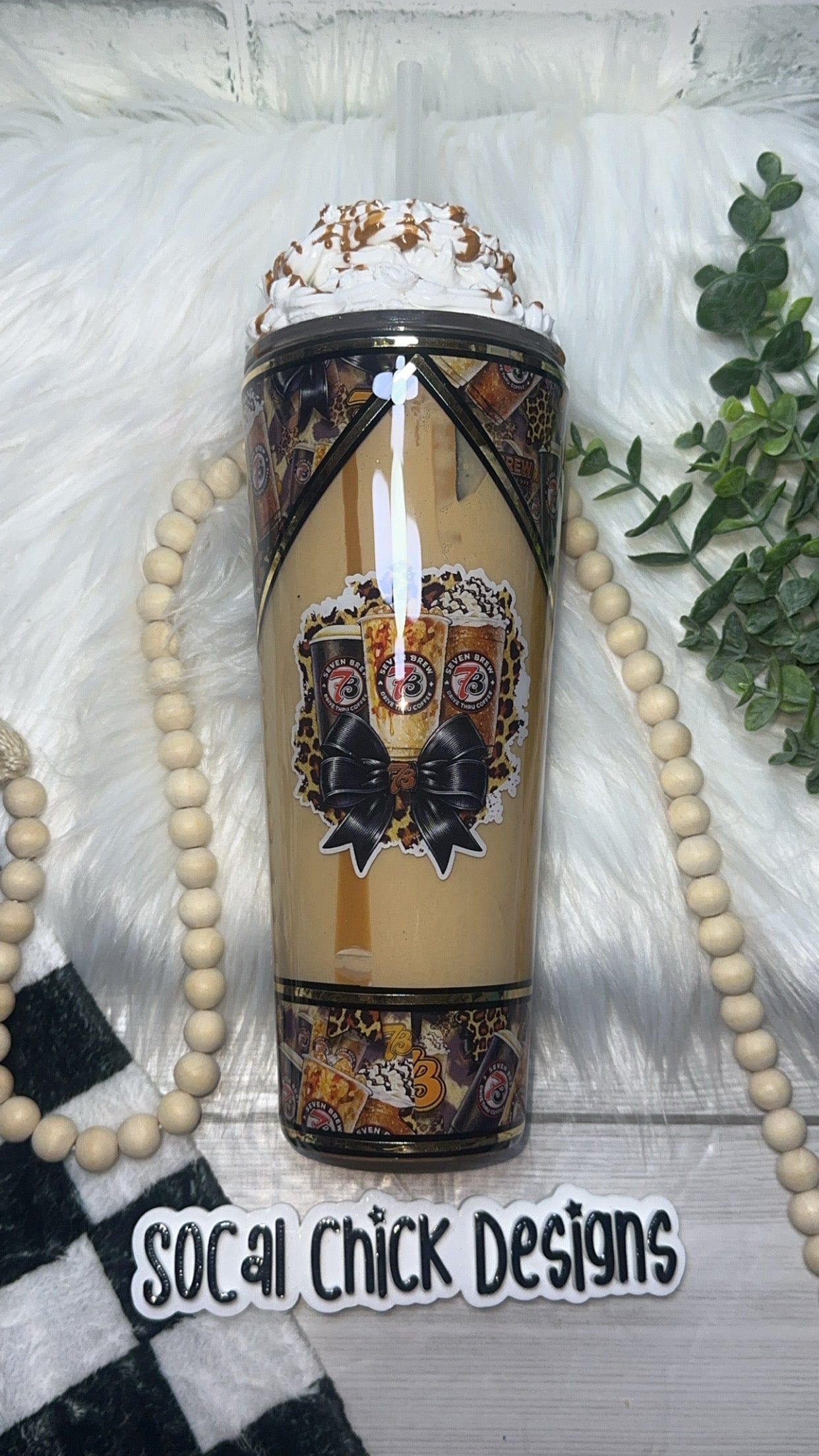 RTS {7B Coffee with Faux Whipper Topper} 24oz Snow Globe