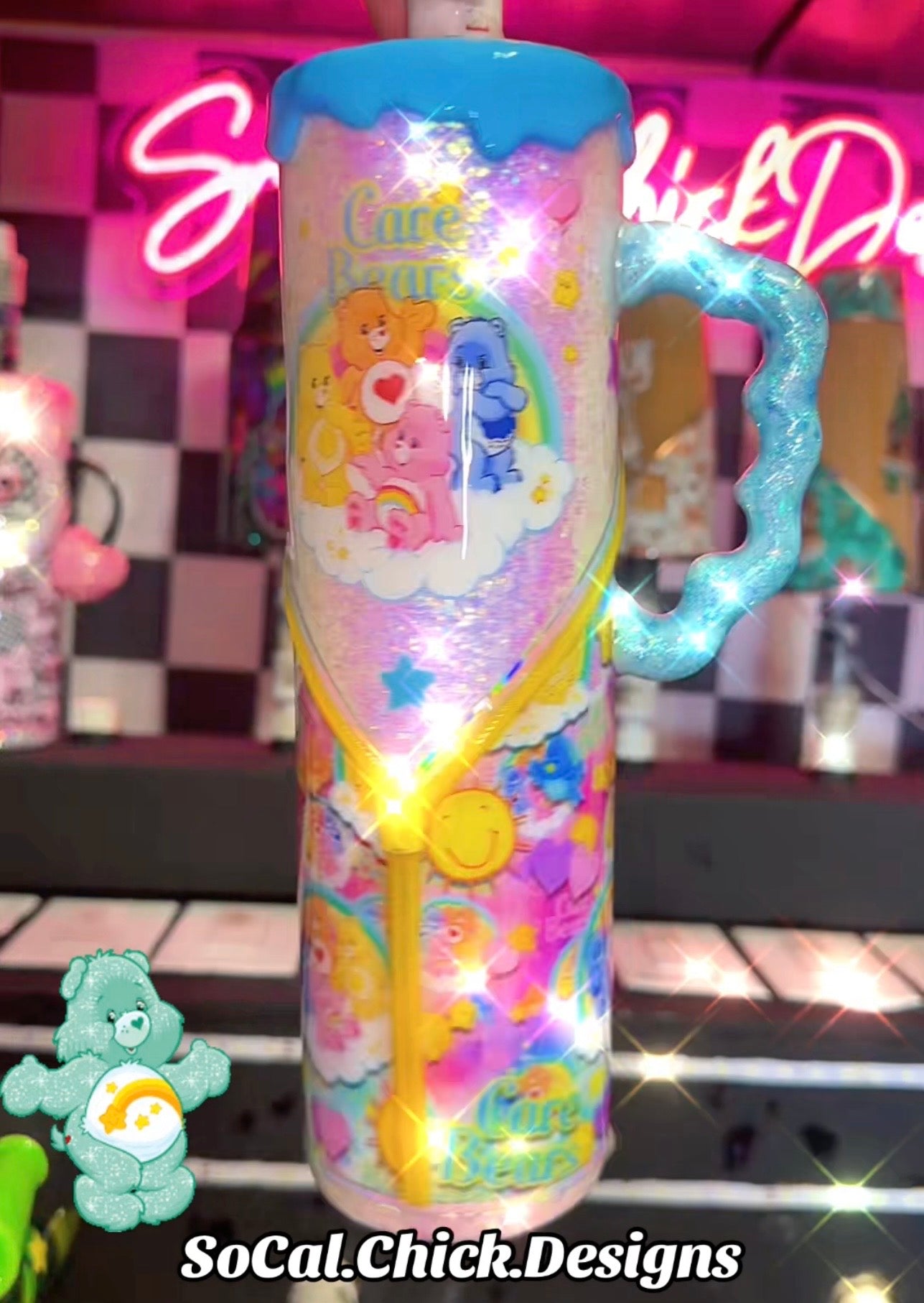 RTS {Bears with Cloud Handle, Drip & Snow Globe Bottom} 32oz Skinny