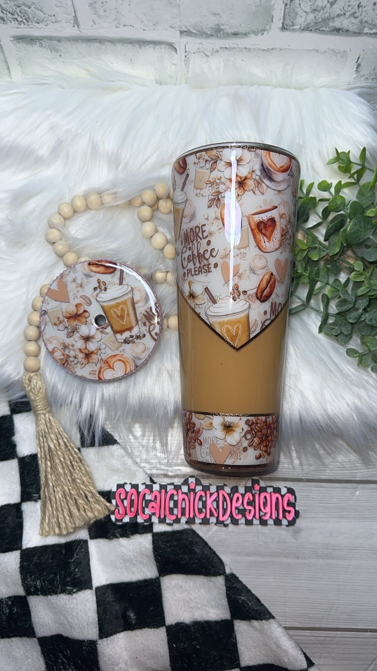 RTS {More Coffee Please with Bling Lid} 24oz Snow Globe