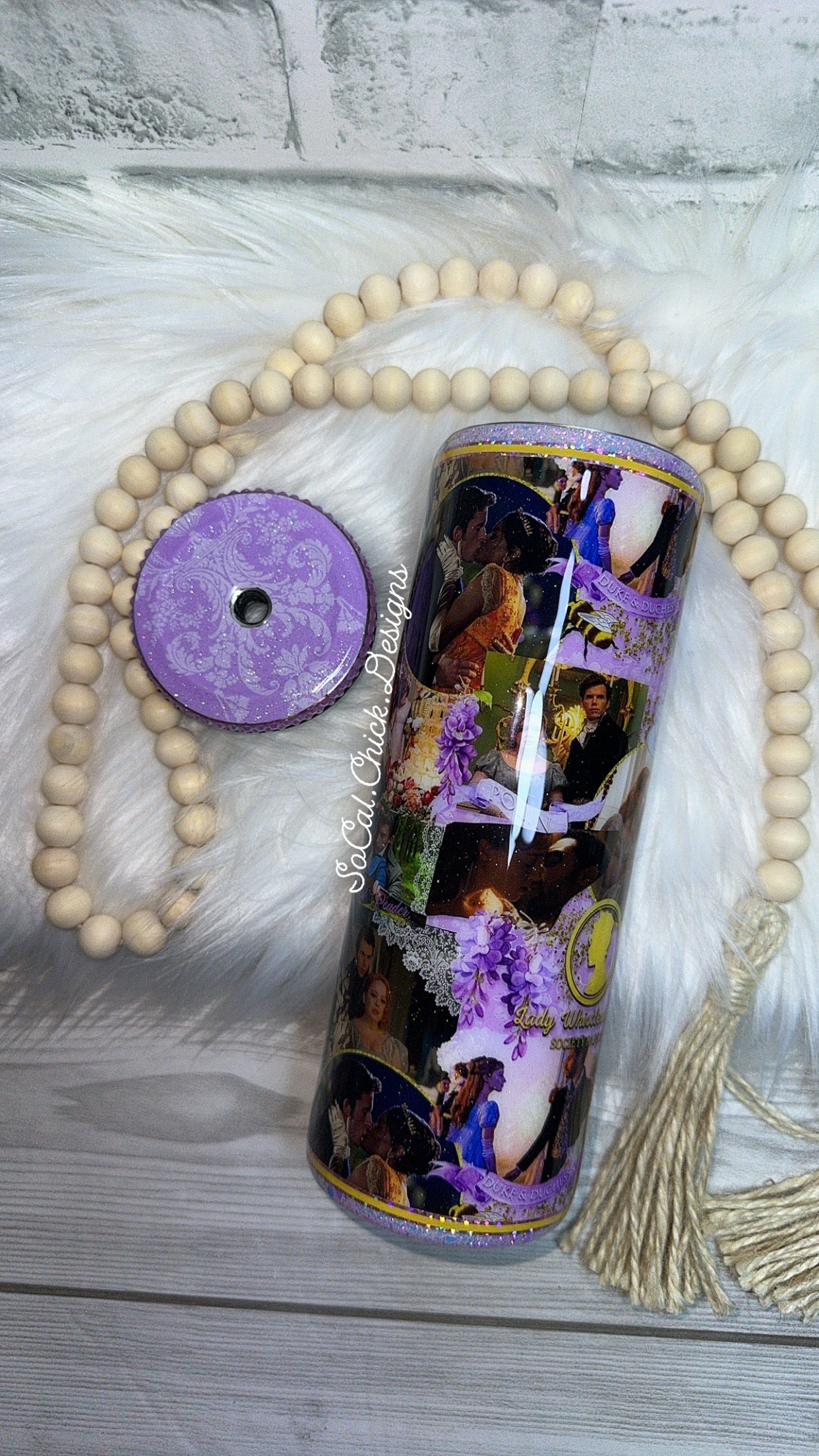 RTS {Lady Whistledown w Rhinestone Lid} 20oz Skinny Slurp