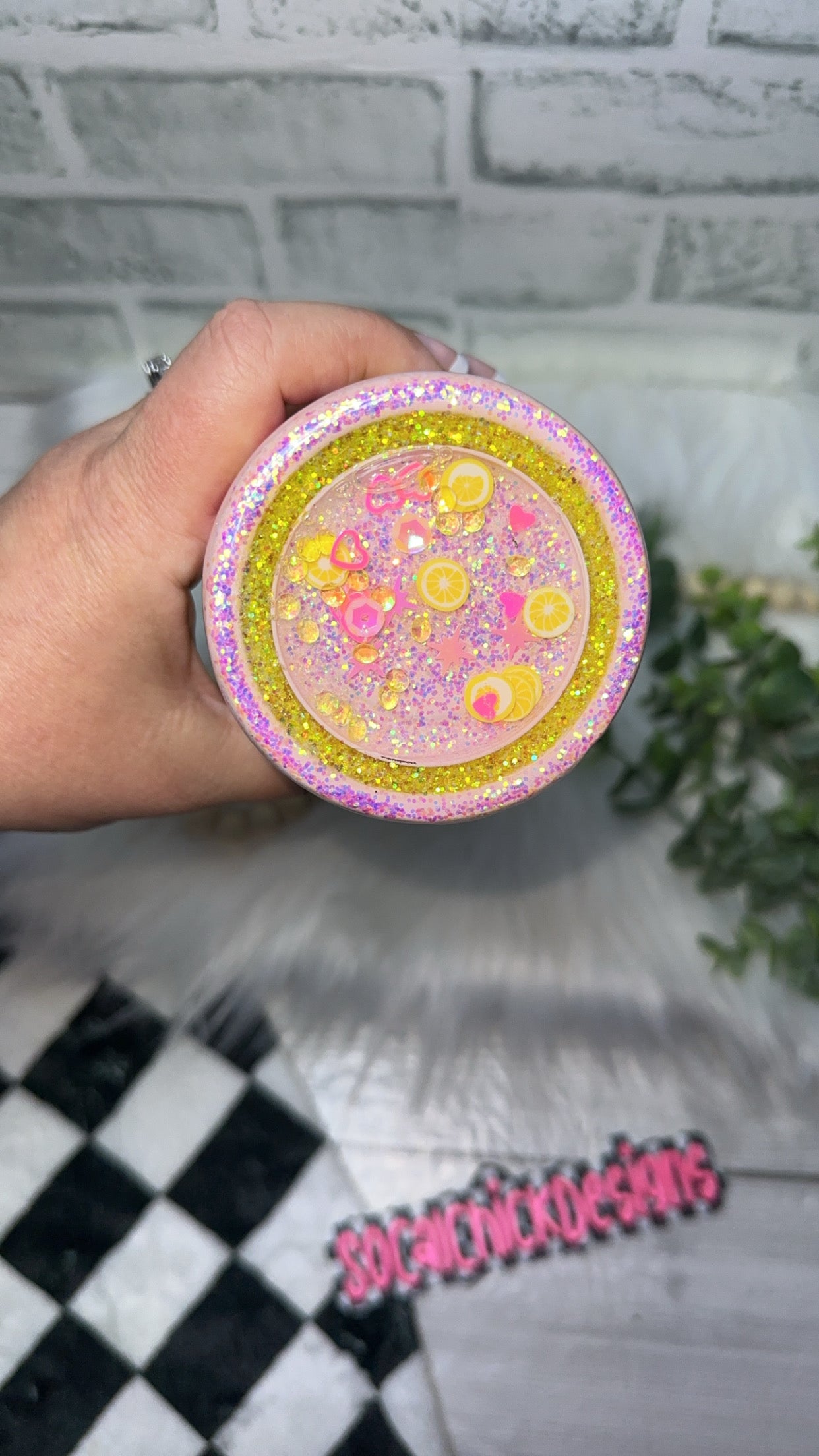 RTS {Squeeze The Day You Sour B* with SnowGlobe Bottom} 24oz Skinny
