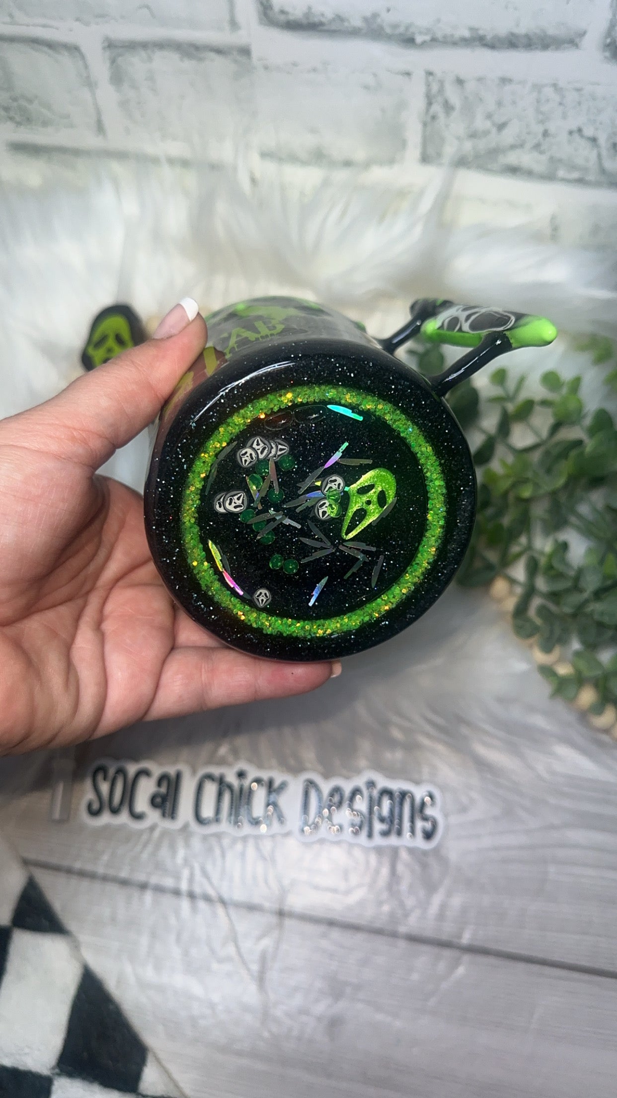 RTS {ST AB w Mini Knife Handle, GLOW Drip & SnowGlobe Bottom} 12oz Mug