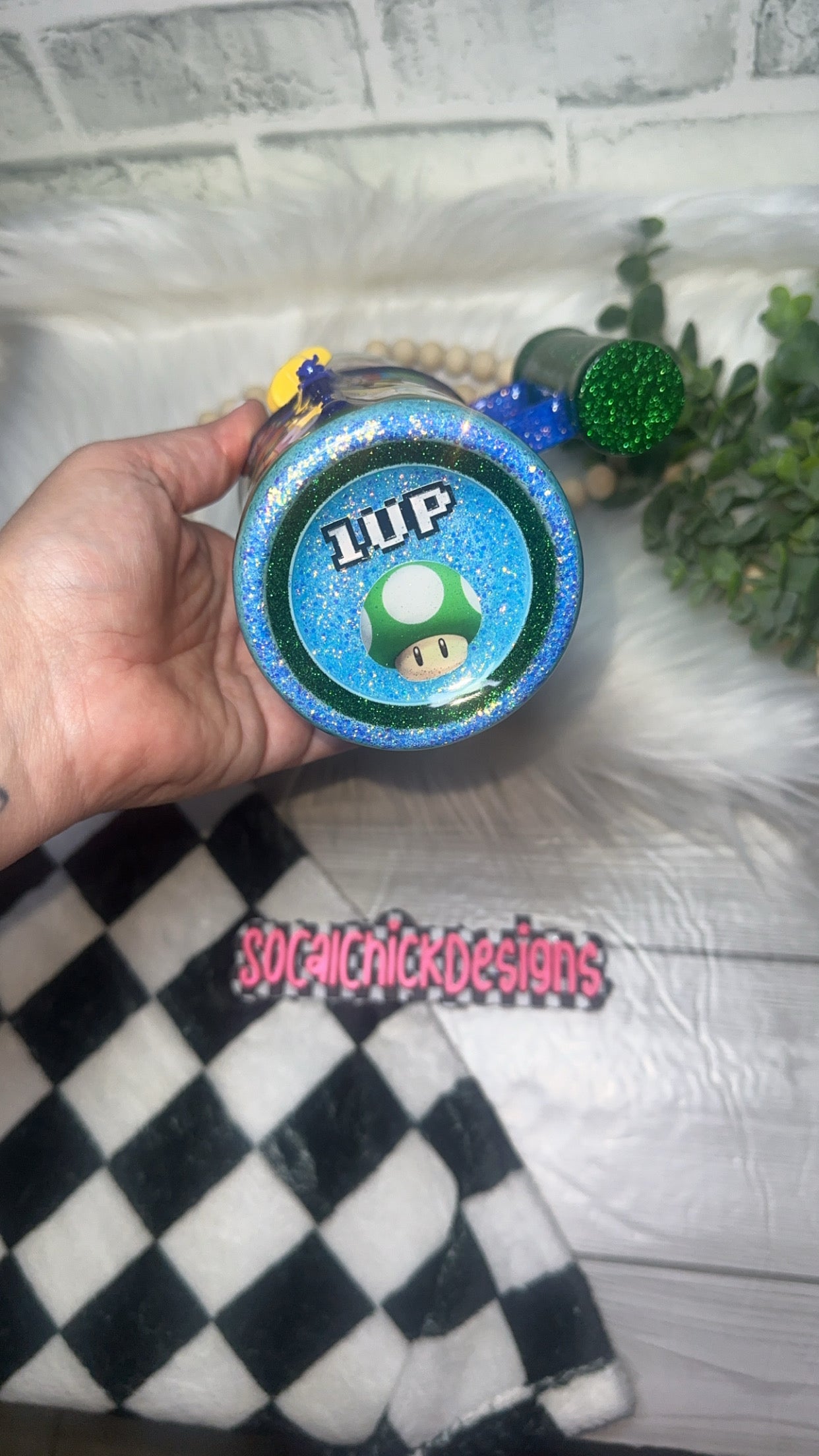 RTS {Super Bros} with Zipper & Charm & Pipe Handle} 24oz Skinny