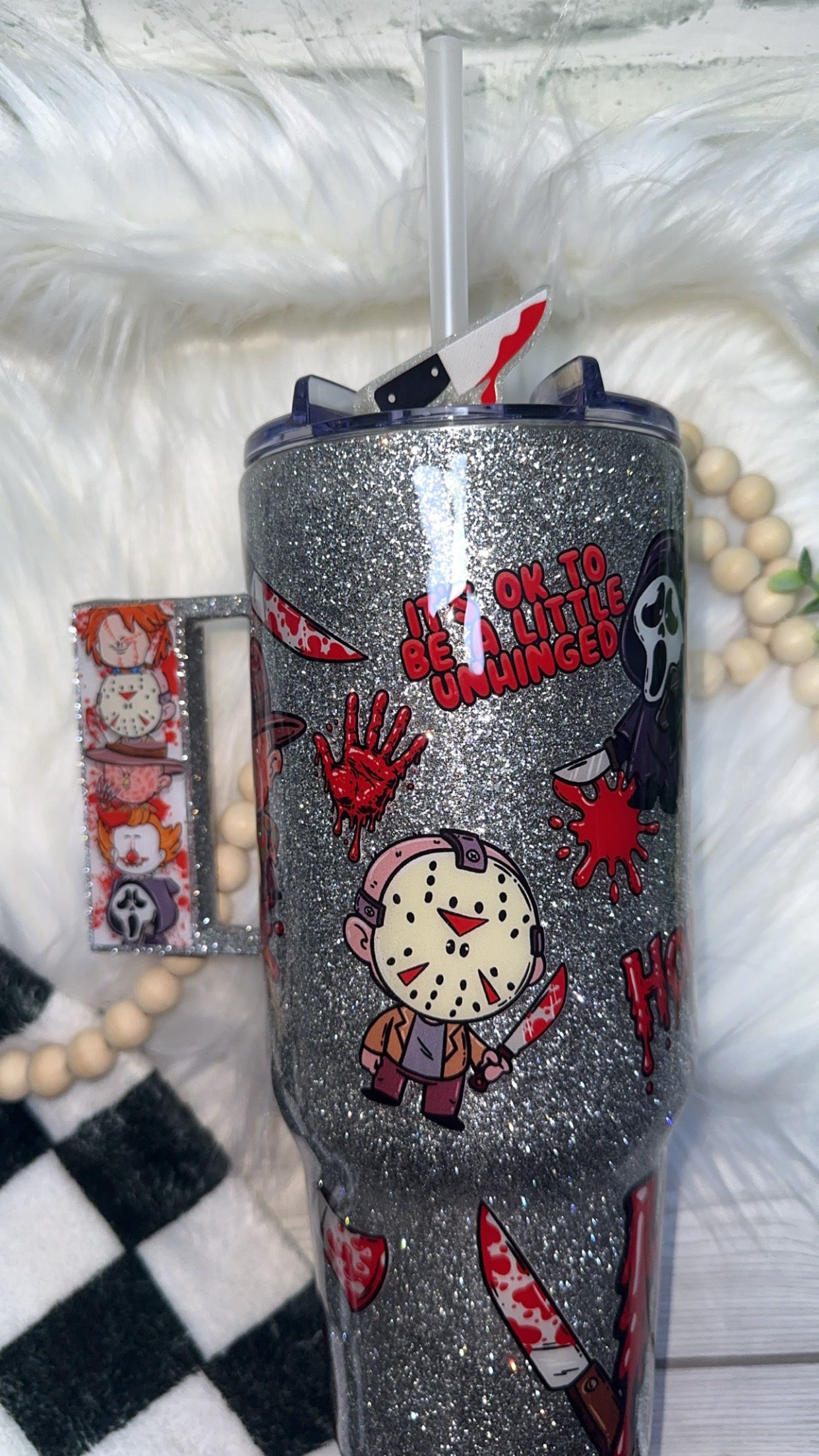 RTS {A Little Unhinged, Horror Characters, 3D Handle} 40oz Dupe