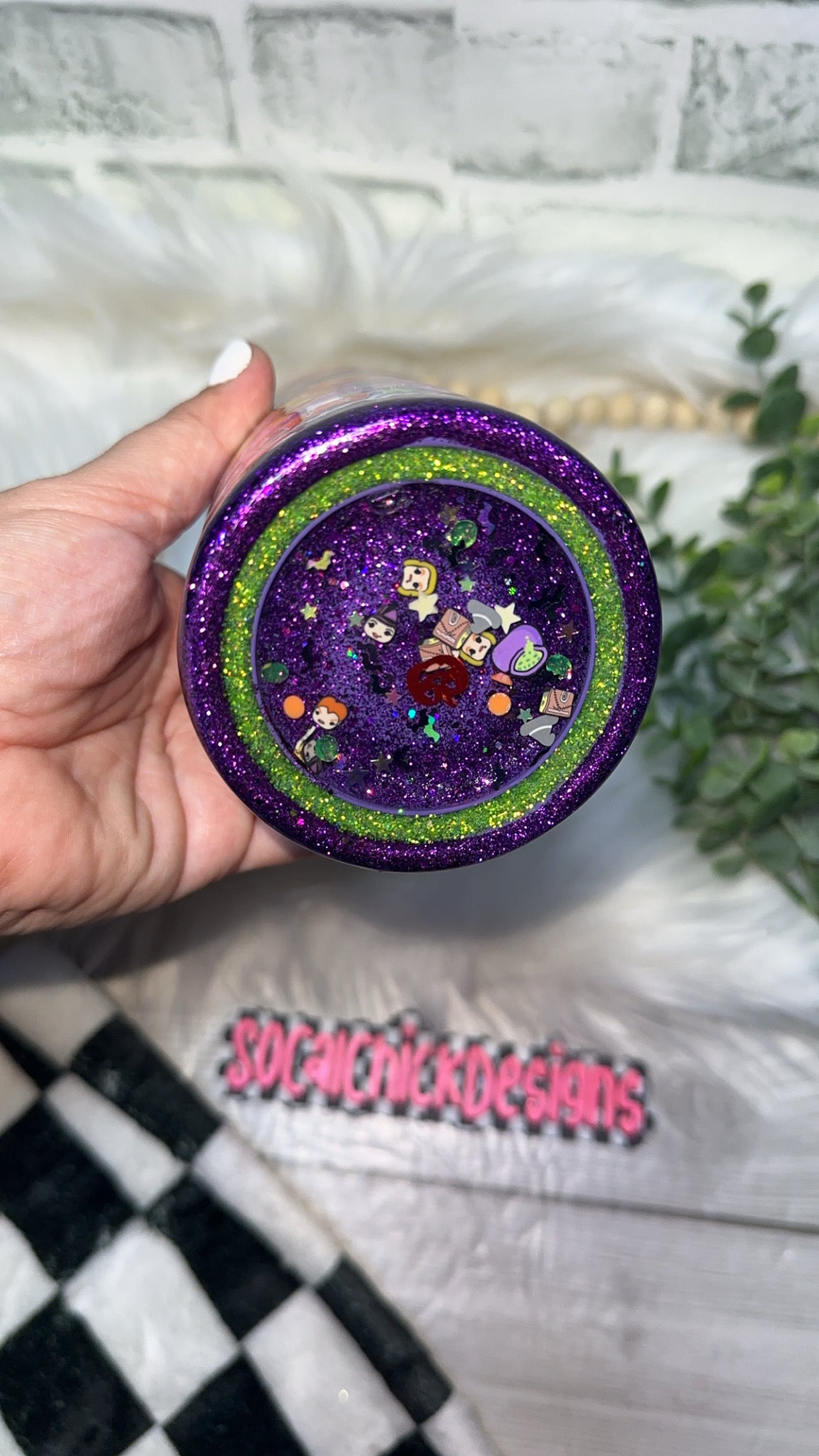 RTS {A Witch Needs Her Brew with Snow Globe Bottom} Slim Can K oozie