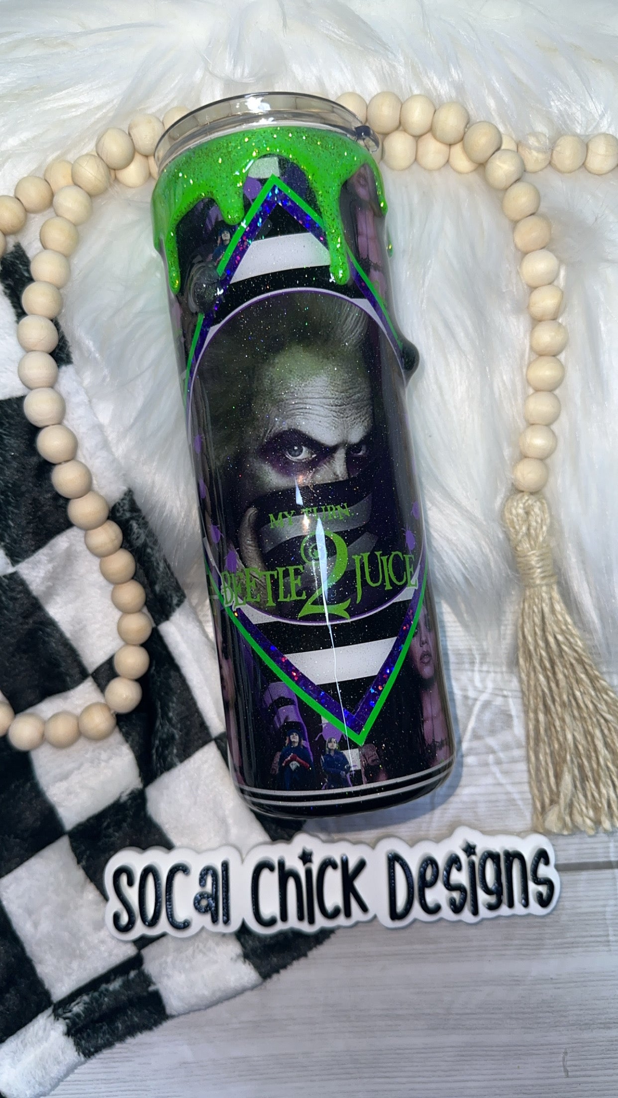 RTS {Beetle Guy 2 w 3D Beetles and Glitter Drip} 20oz Skinny