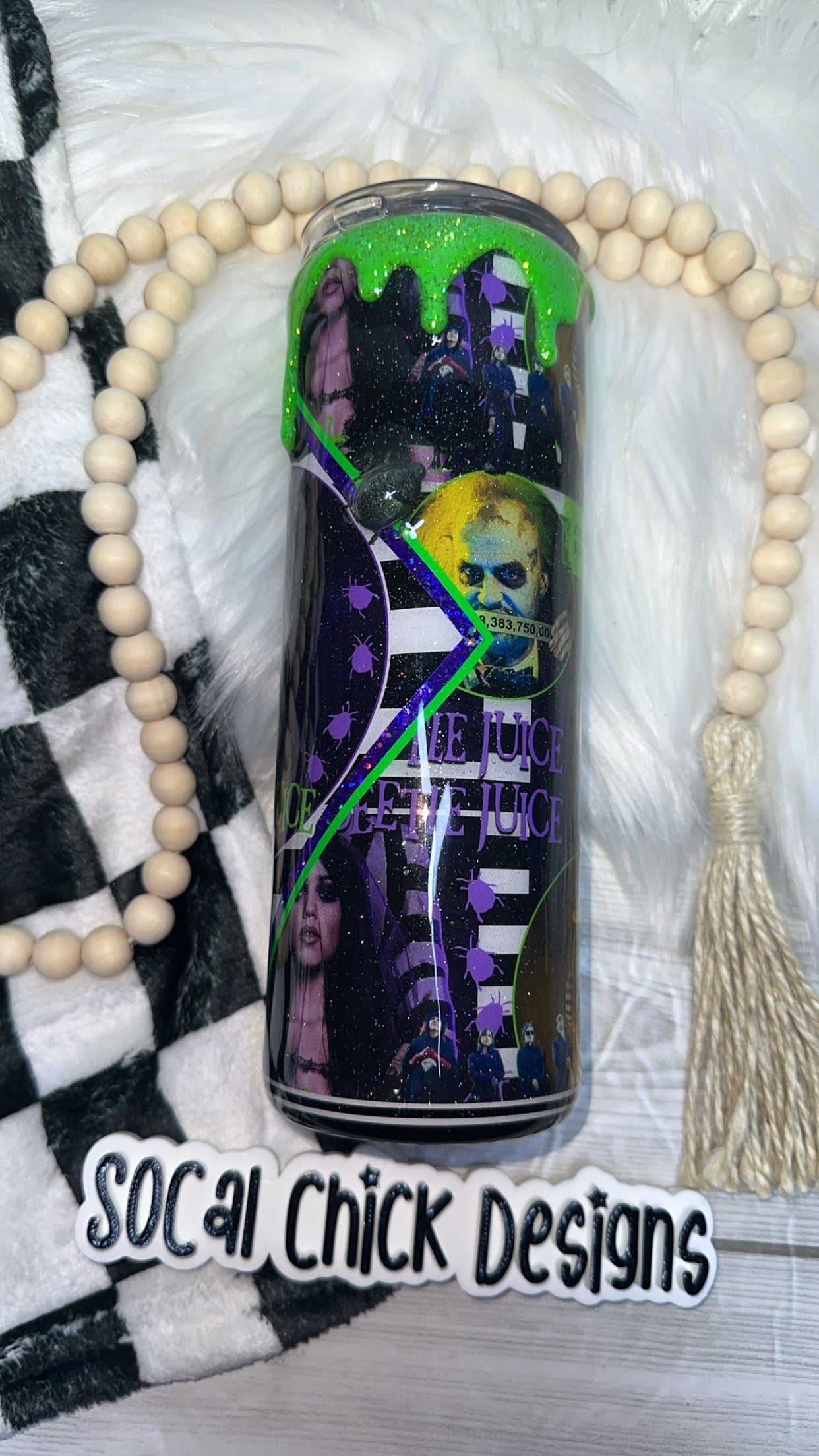 RTS {Beetle Guy 2 w 3D Beetles and Glitter Drip} 20oz Skinny