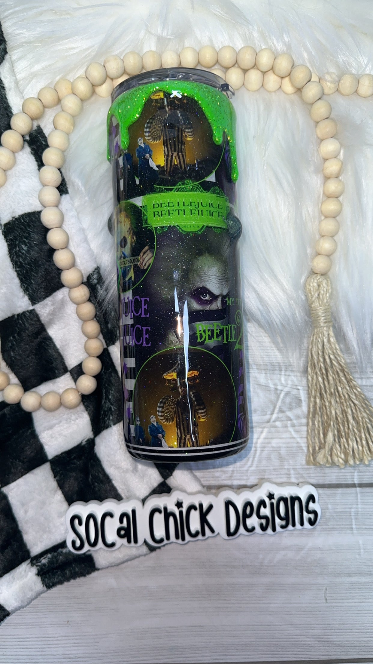 RTS {Beetle Guy 2 w 3D Beetles and Glitter Drip} 20oz Skinny
