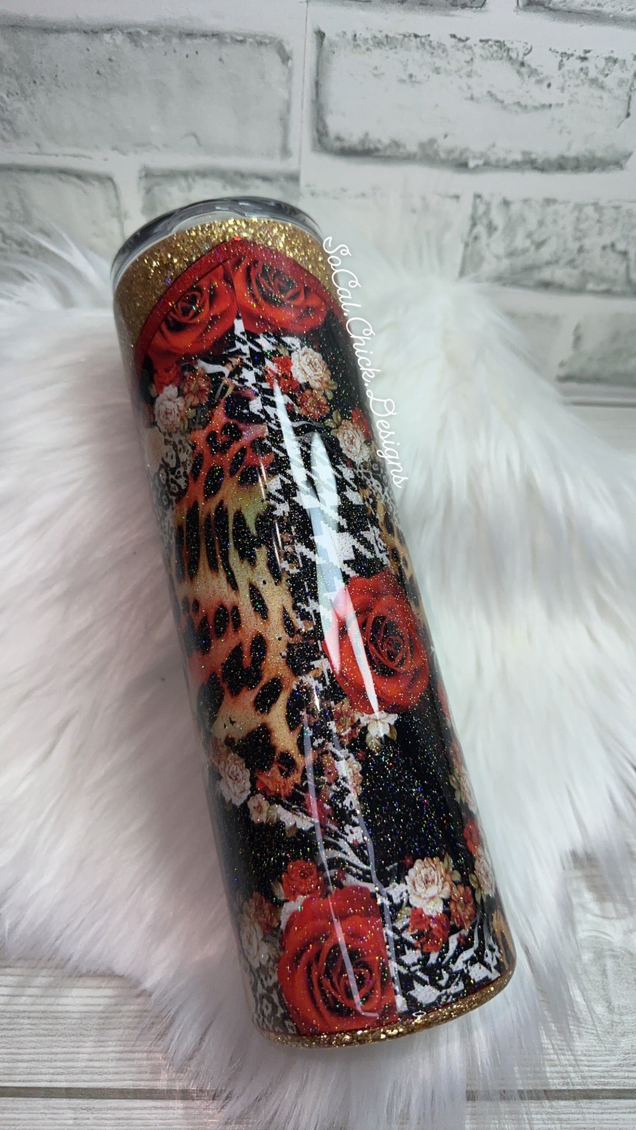RTS {Houndstooth Roses} 30oz Skinny