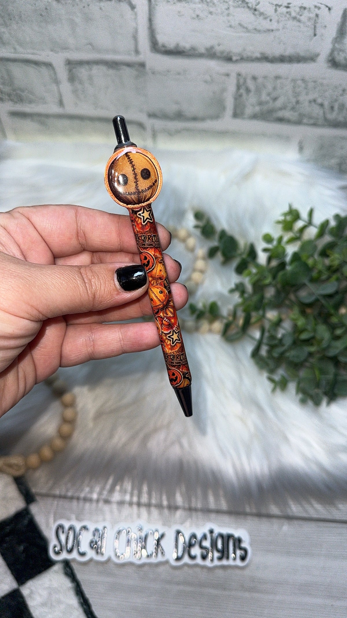 RTS {Trick R Treat- Pumpkin S with Zipper, Charm, Sucker Handle, Snow Globe Bottom and Drip} 24oz Skinny