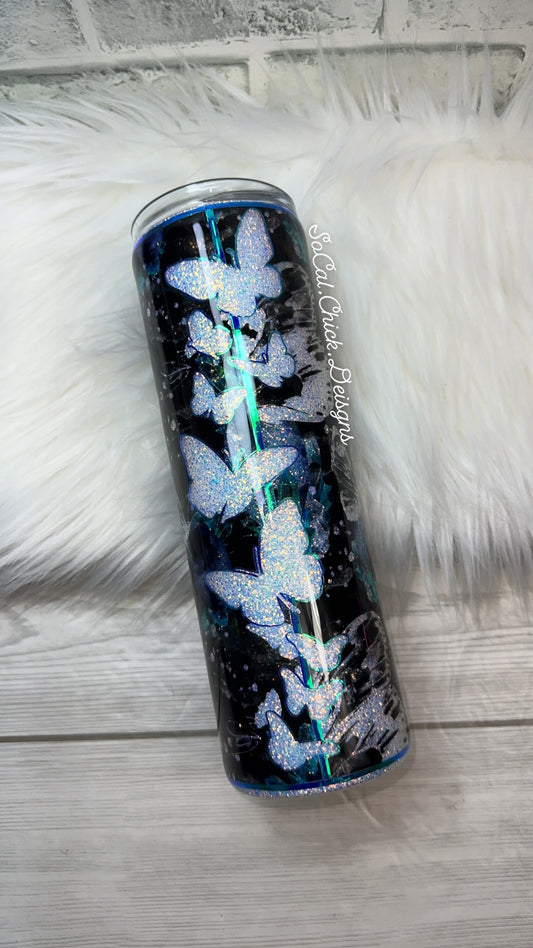 RTS {Mystical Butterfly Glow in the Dark} 30oz Skinny