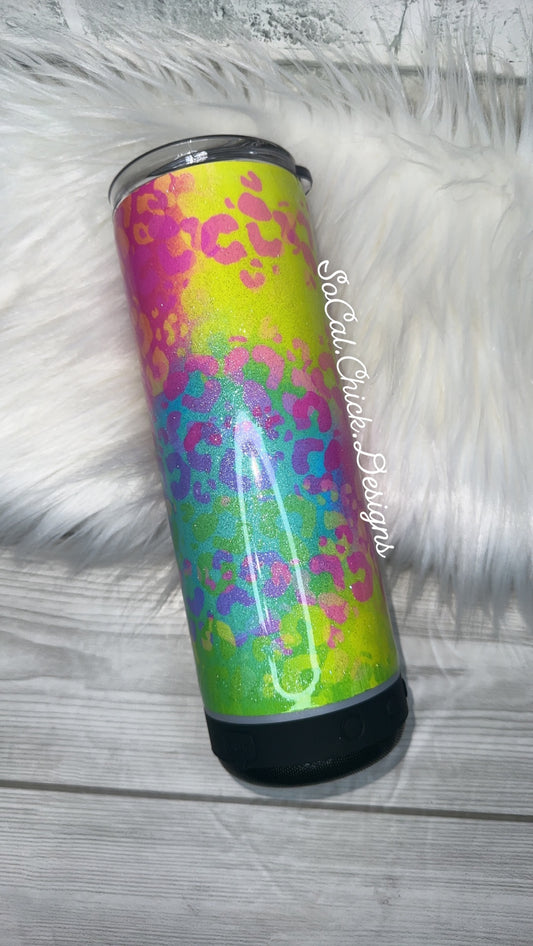 RTS {Neon Leopard} 20oz Bluetooth Speaker Tumbler