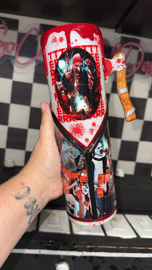 RTS {Terrified, Zipper & Charm, Ace Handle, SnowGlobe Bottom & Drip} 32oz Skinny