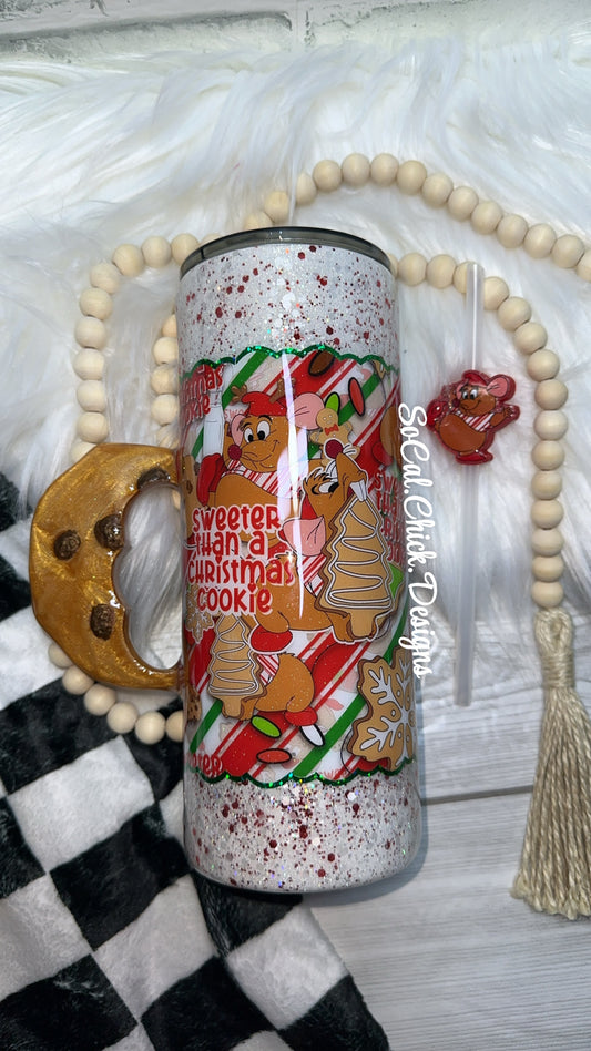 RTS {Sweeter Than A Christmas Cookie  w Cookie Handle & Straw Topper} 30oz Fatty