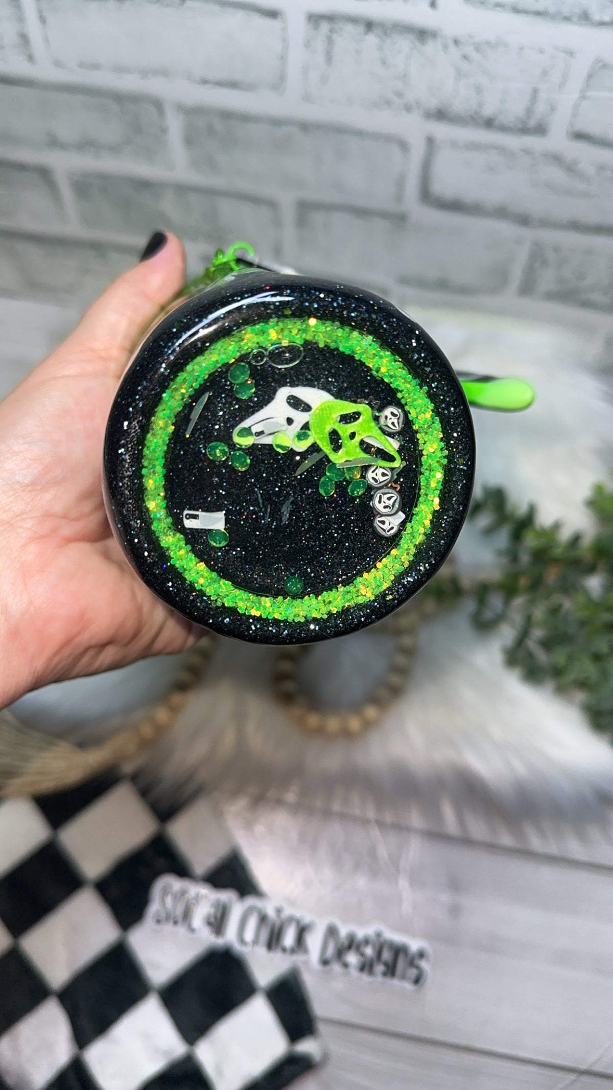 RTS {Stabby Before Coffee, Zipper & Charm, Knife Handle, GLOW Drip & SnowGlobe Bottom} 32oz Skinny