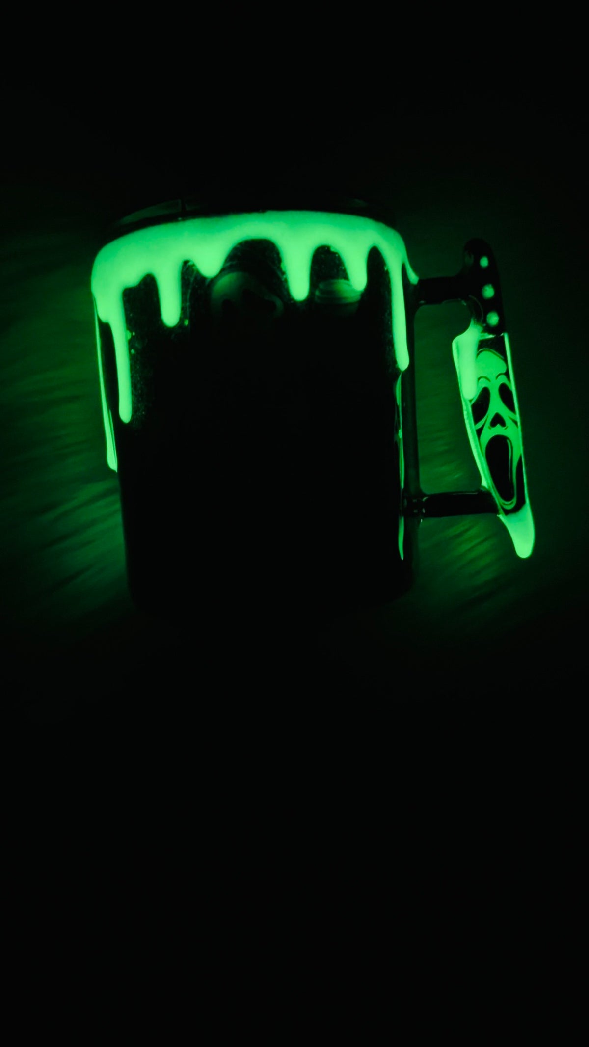 RTS {Stabby Before Coffee w Mini Knife Handle, Glow Drip & SnowGlobe Bottom} 12oz Mug