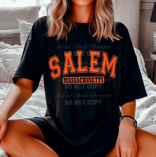 MTO {Salem Massachusetts - Orange Puff Vinyl} Adult Shirt/Crewneck/Hoodie