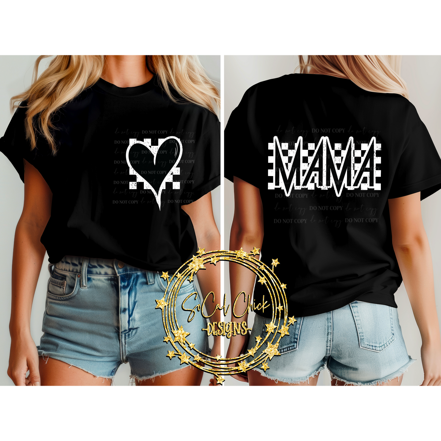 MTO {Mama Checkered} Black or White Adult Shirt/Crewneck/Hoodie