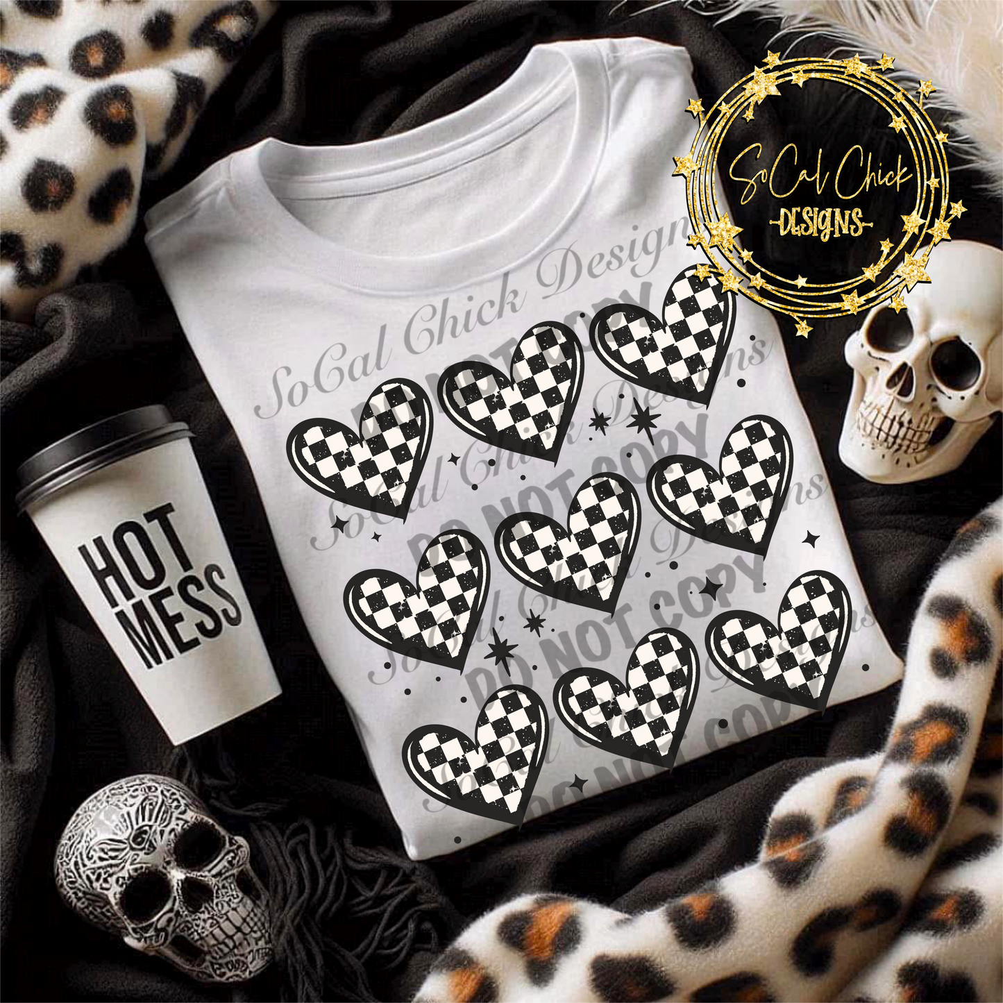 MTO {Checkered Hearts} Black or White Adult Shirt/Crewneck/Hoodie