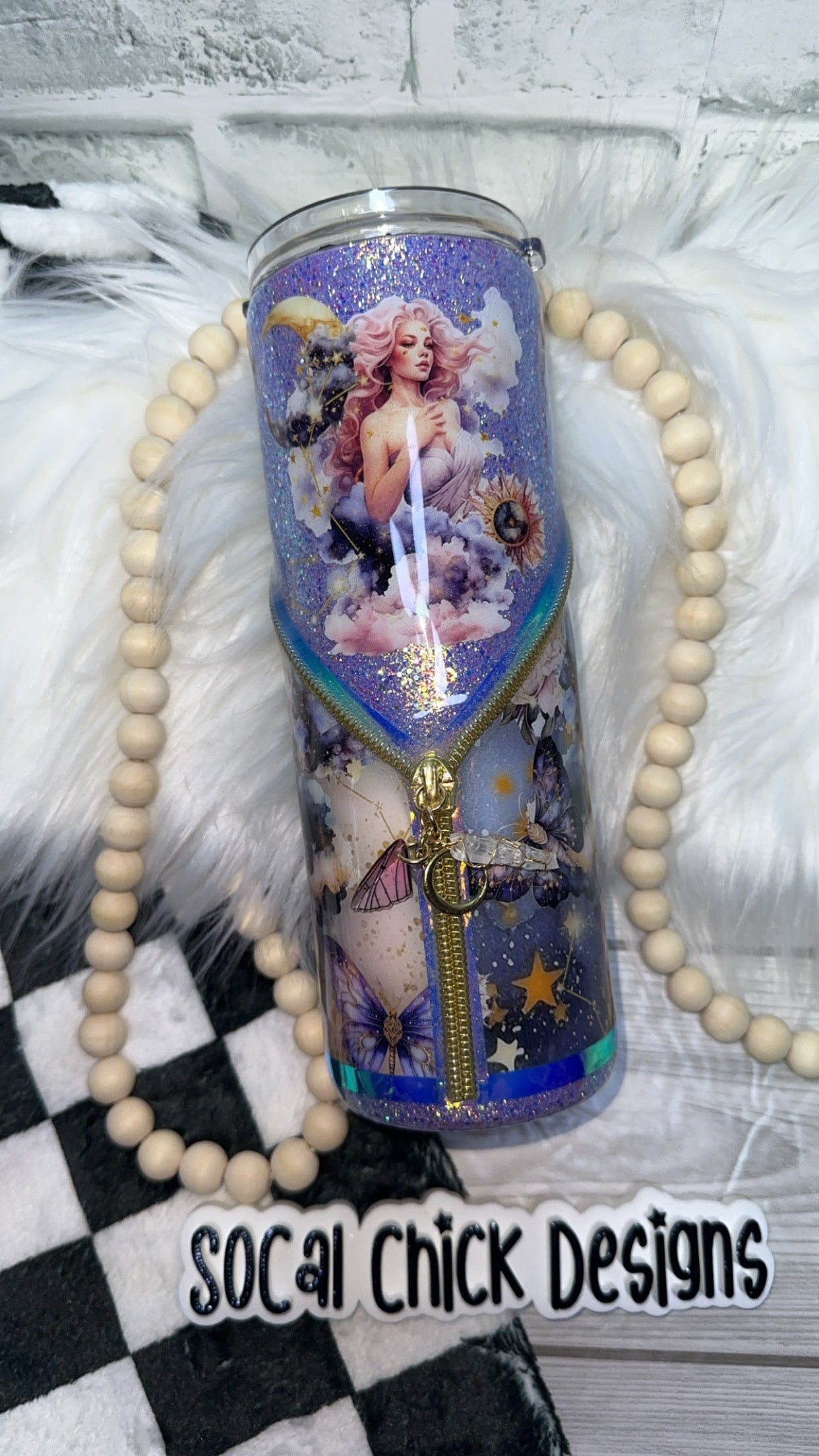 RTS {Celestial Goddess w Zipper & Charm} 20oz Skinny