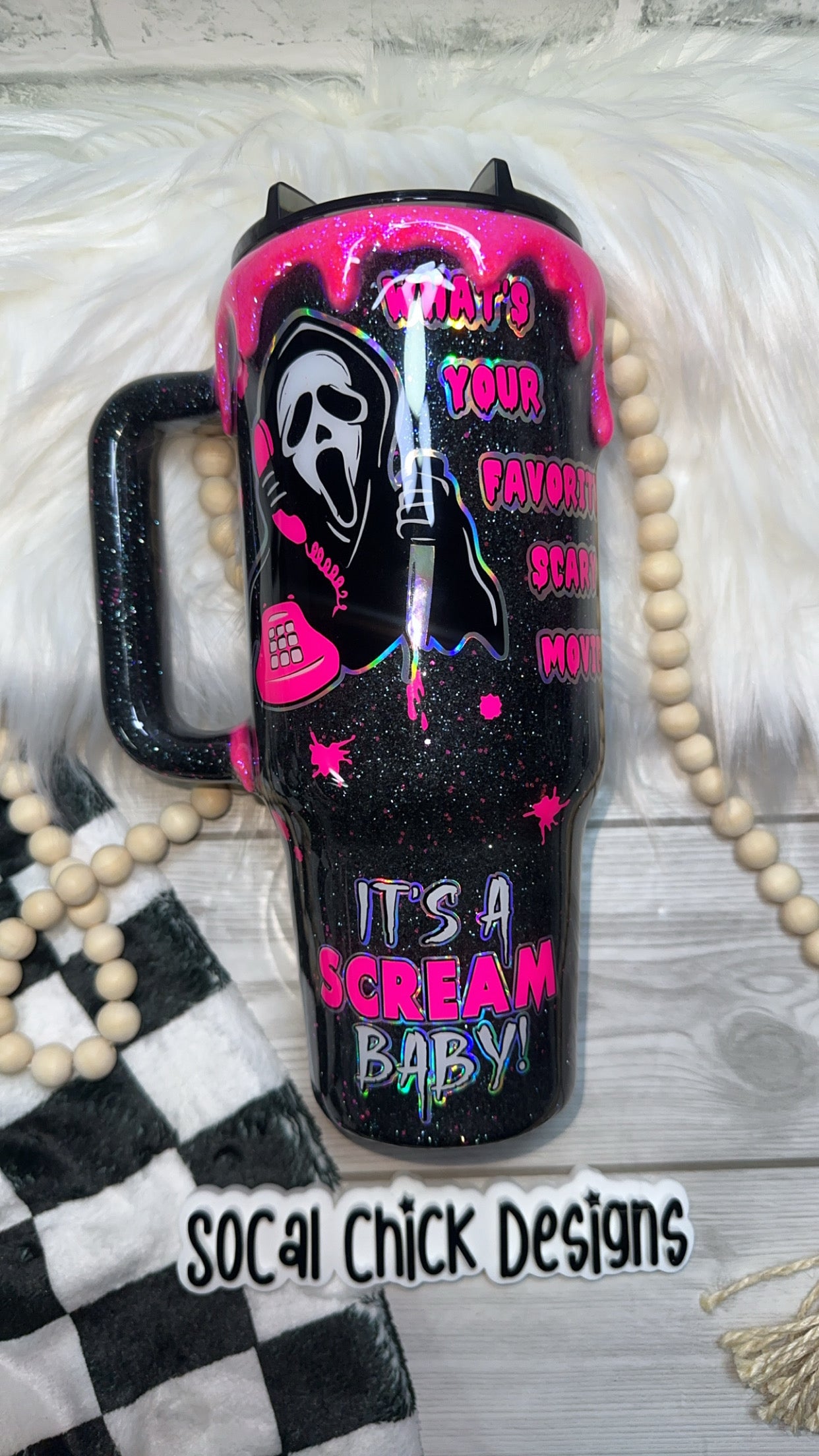 MTO {It's A Scream Baby! - Hot Pink OR Red} 40oz Dupe