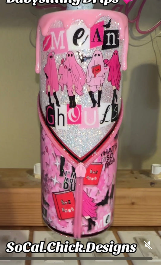 MTO {Mean Ghouls with Zipper, Charm, Snow Globe Bottom and Drip} 24oz Skinny