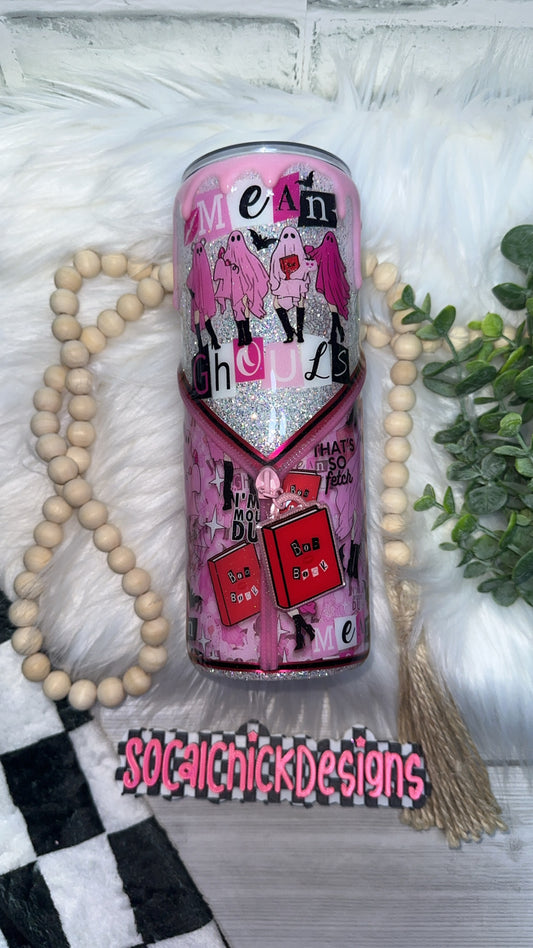 RTS {Mean Ghouls with Zipper, Charm, Snow Globe Bottom and Drip} 24oz Skinny
