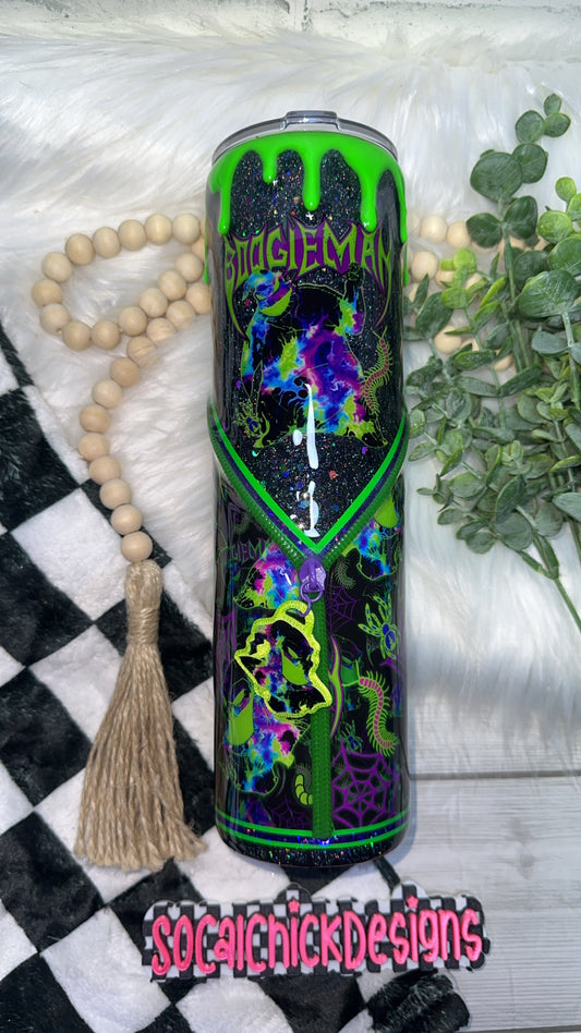 RTS {Boogieman w Zipper, Charm, Snow Globe Bottom & Glow Drip } 32oz Skinny