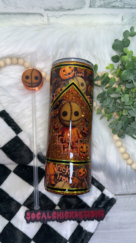 RTS {Pumpkin Sam with Snow Globe Bottom} 24oz Skinny