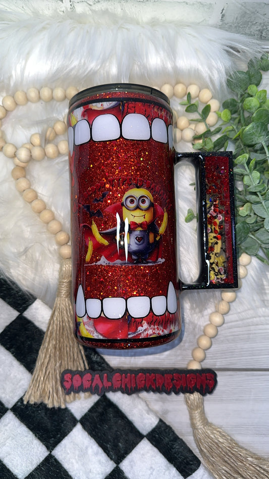 RTS {My Blood Type Is Bananas with Snow Globe Handle} 22oz Fatty
