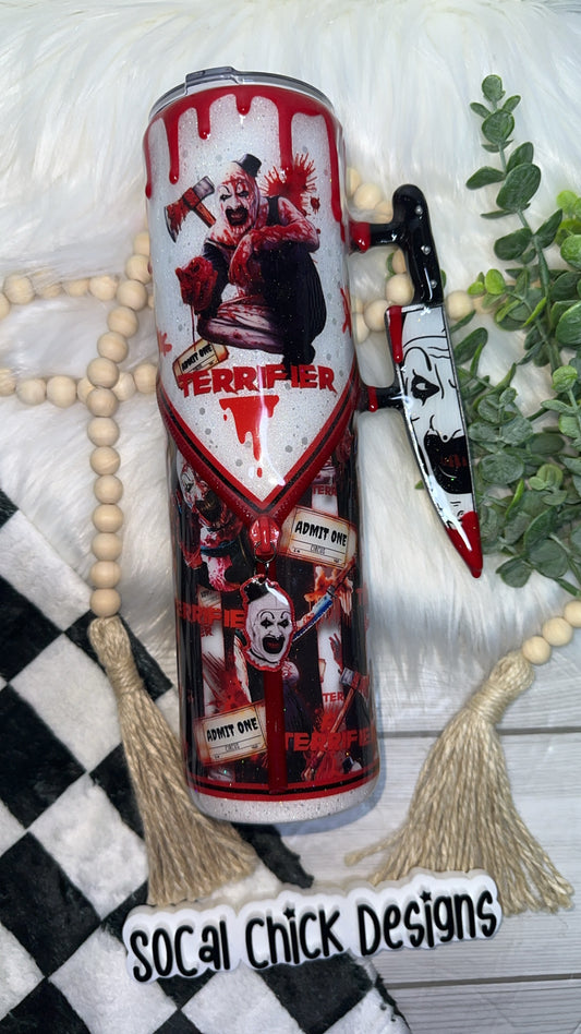 RTS {Terrify Zipper & Charm, Knife Handle, Drip & Snow Globe Bottom} 32oz Skinny